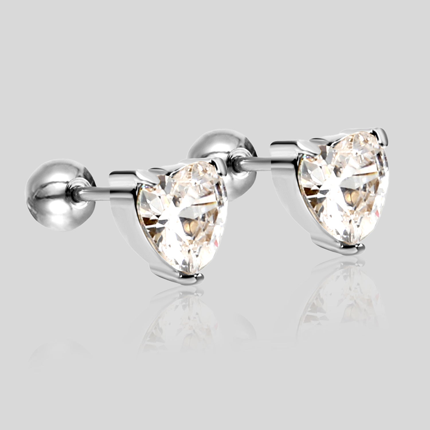 Mae Heart Earrings (White Gold)