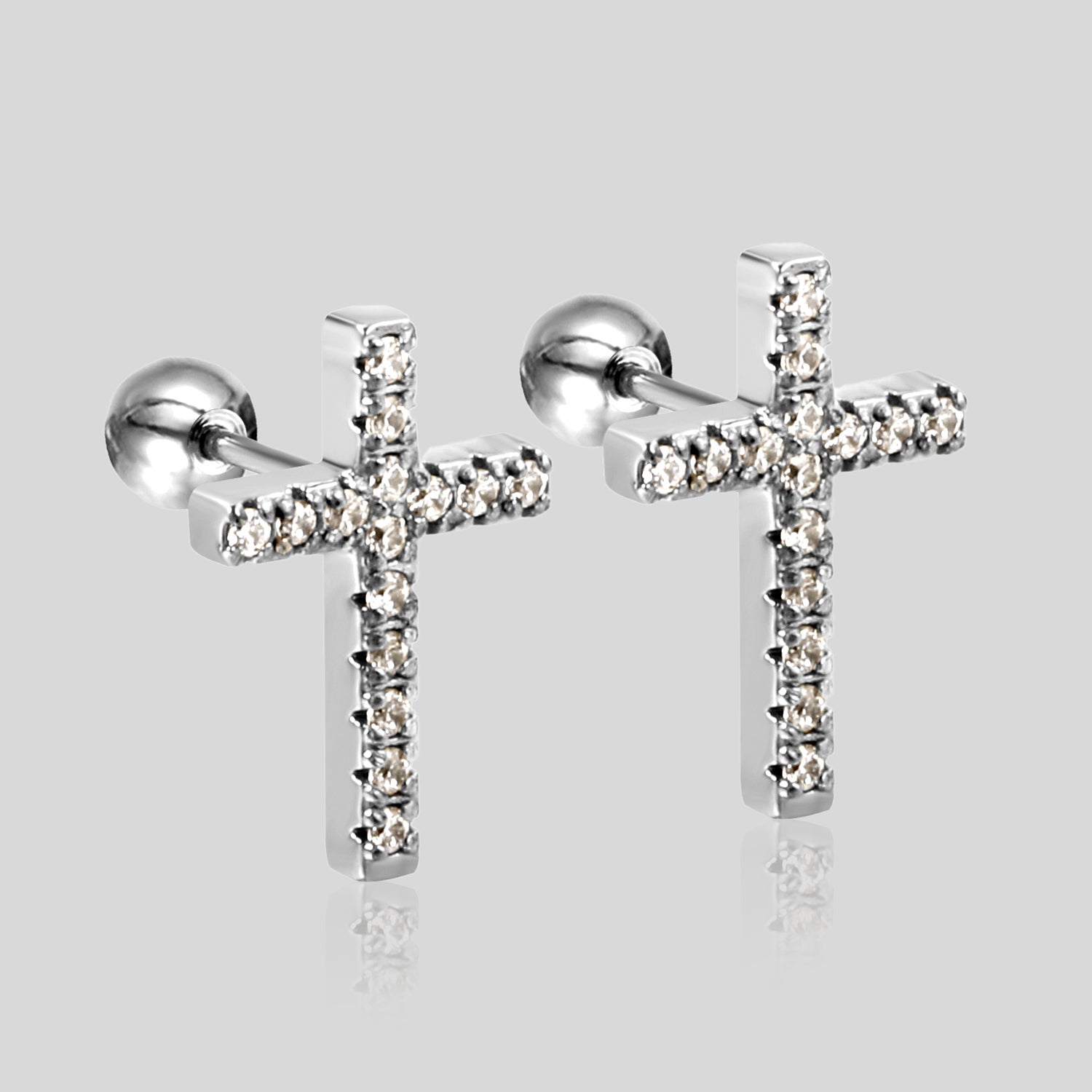 Luxe Cross Earring (White Gold)