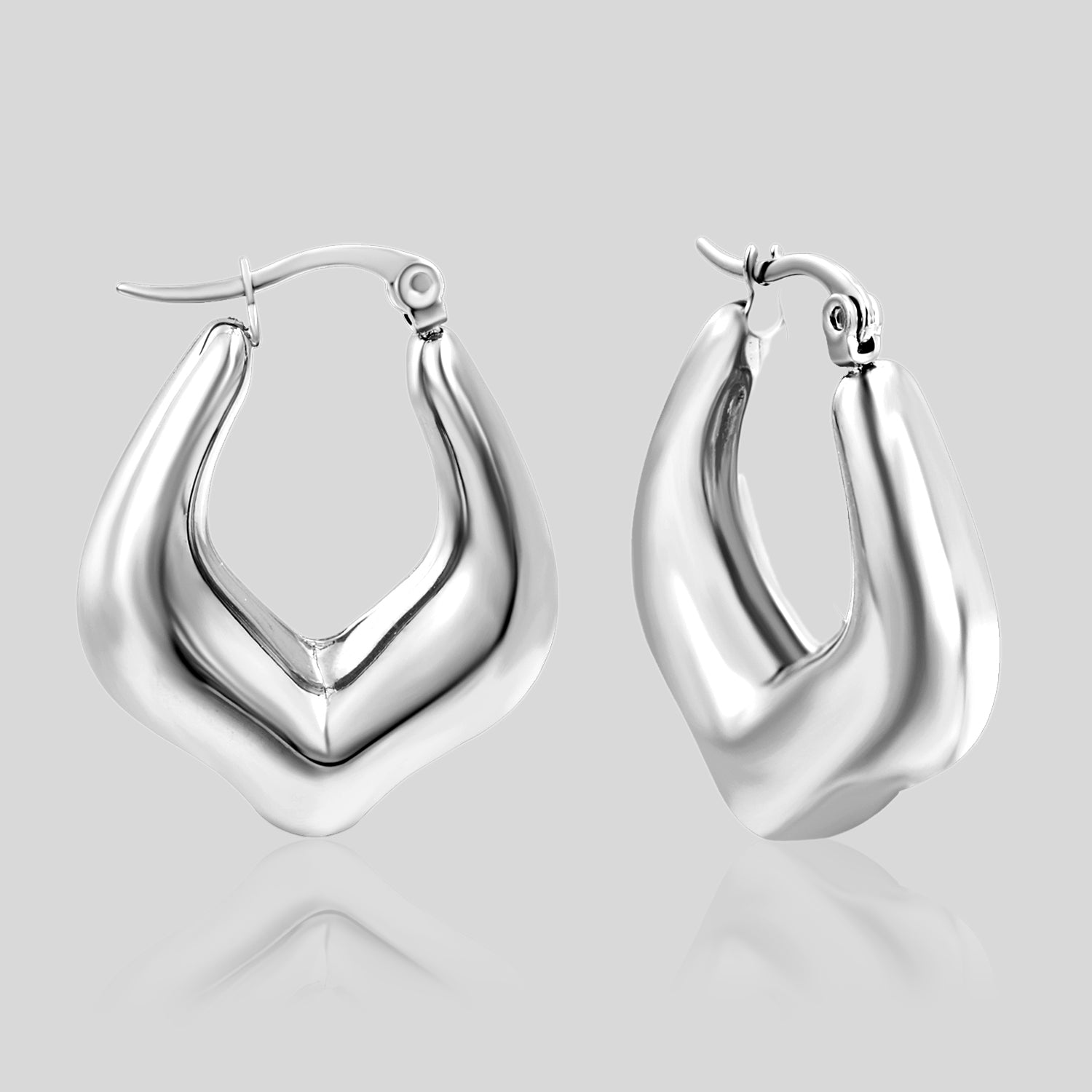 Wave Hoops (White Gold)