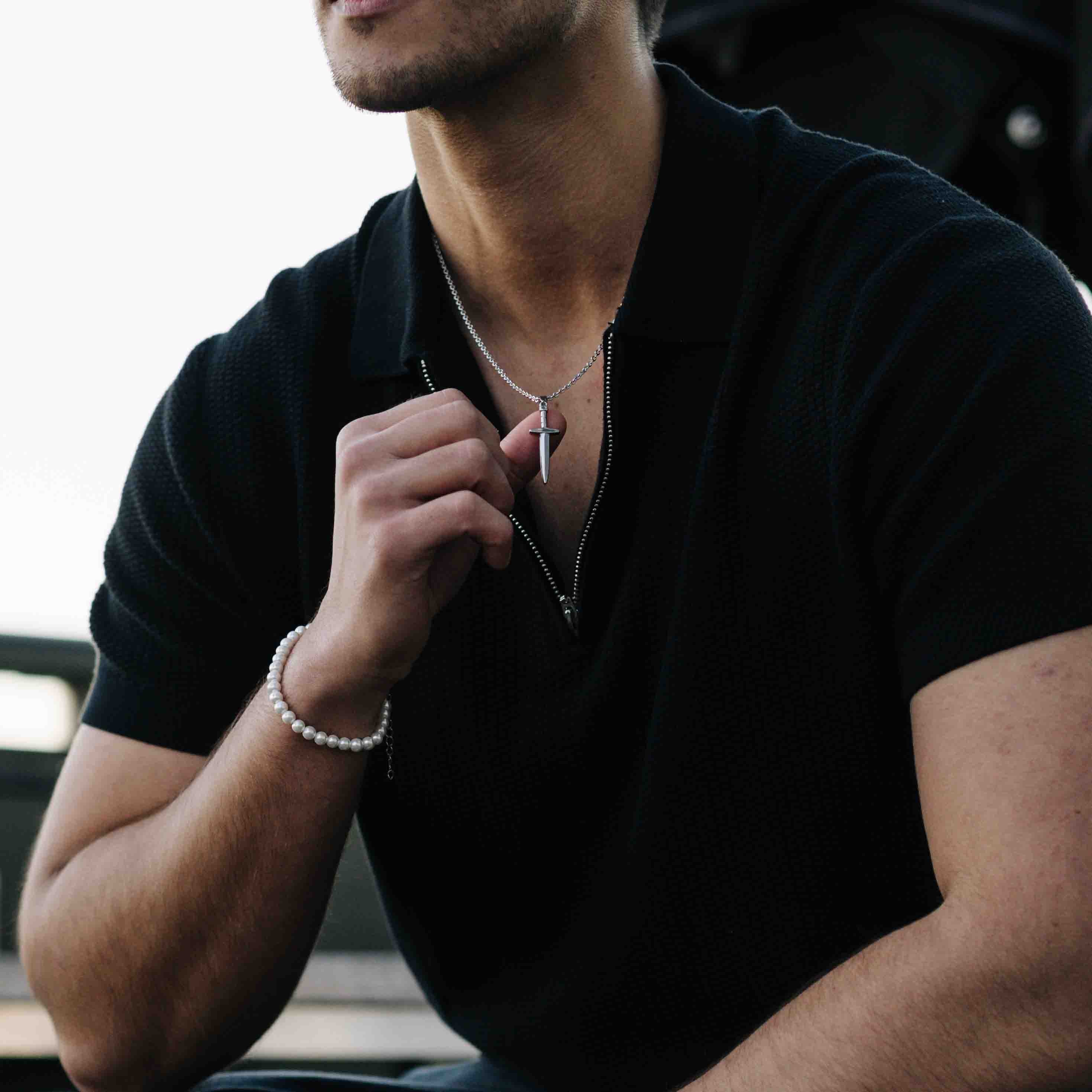 Dagger Pendant (White Gold)