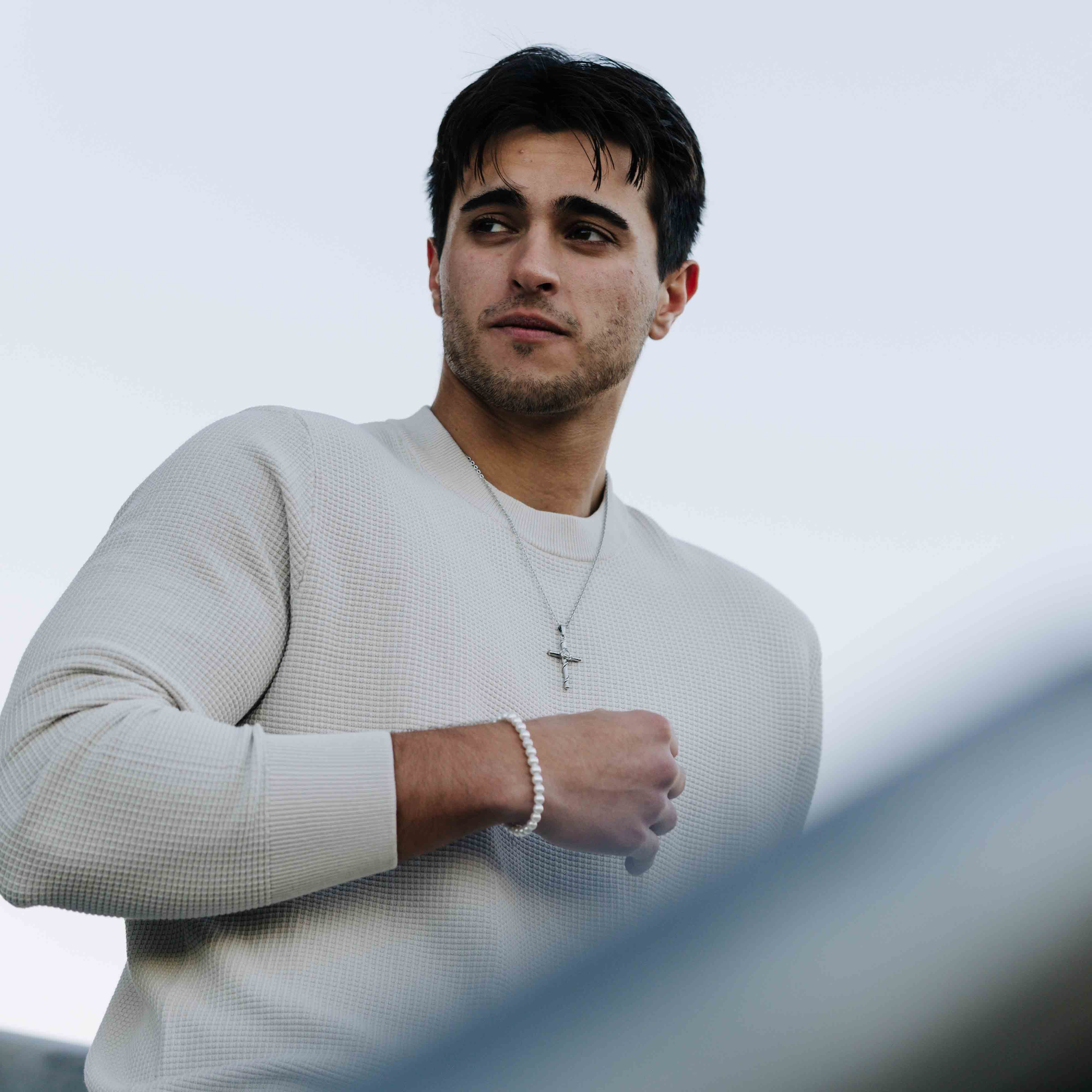 Rose Cross Pendant (White Gold)