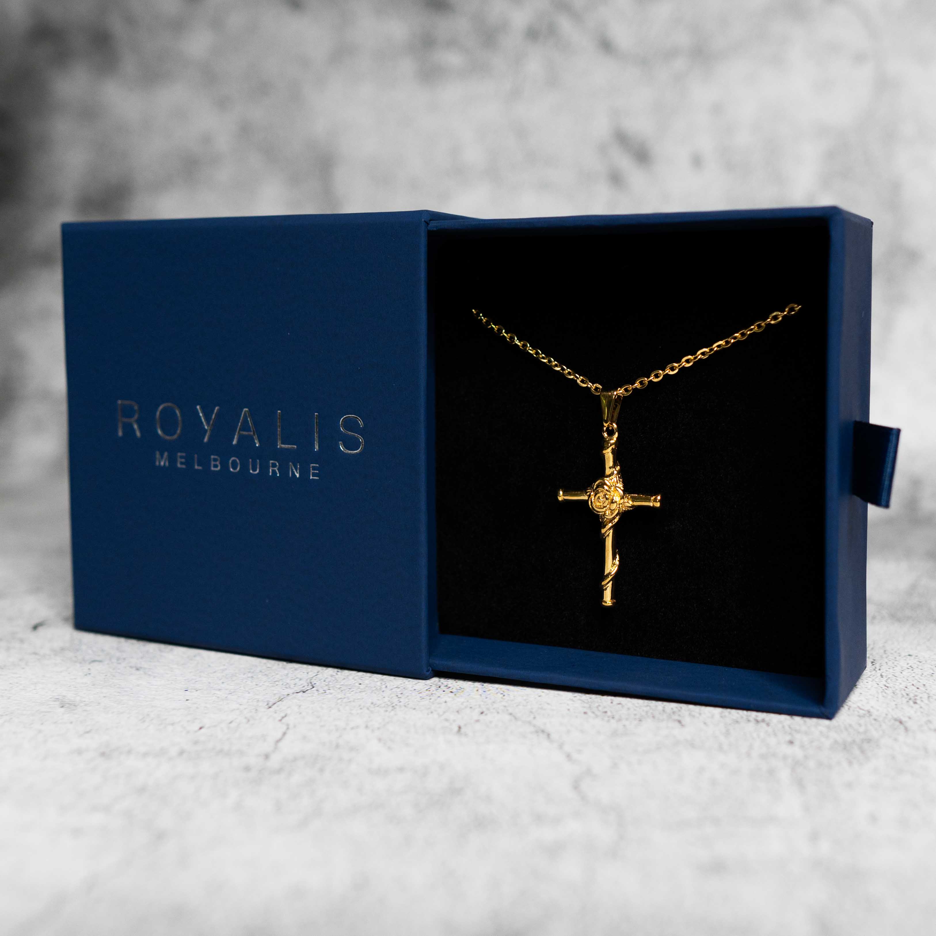 Rose Cross Pendant (Gold)