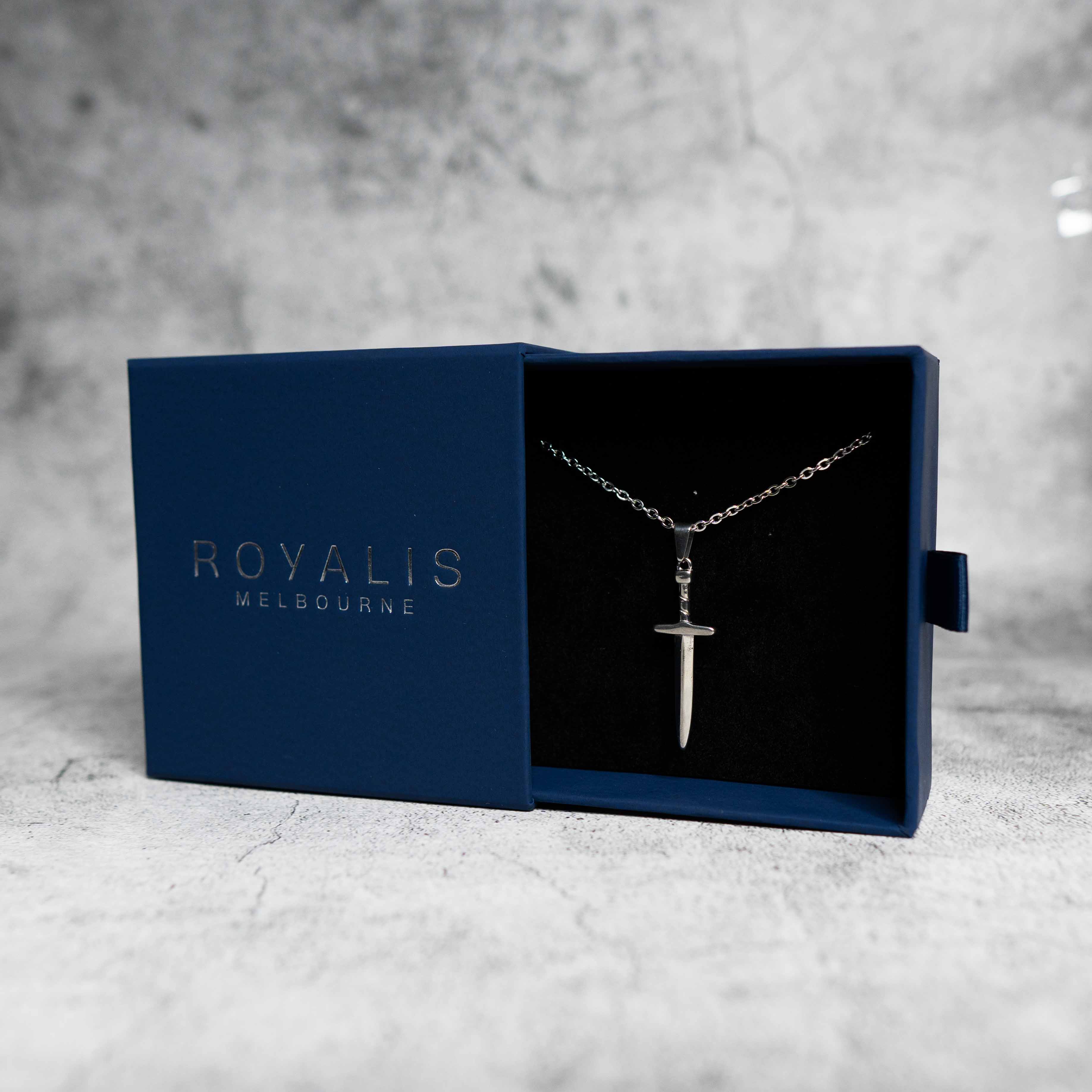 Dagger Pendant (White Gold)