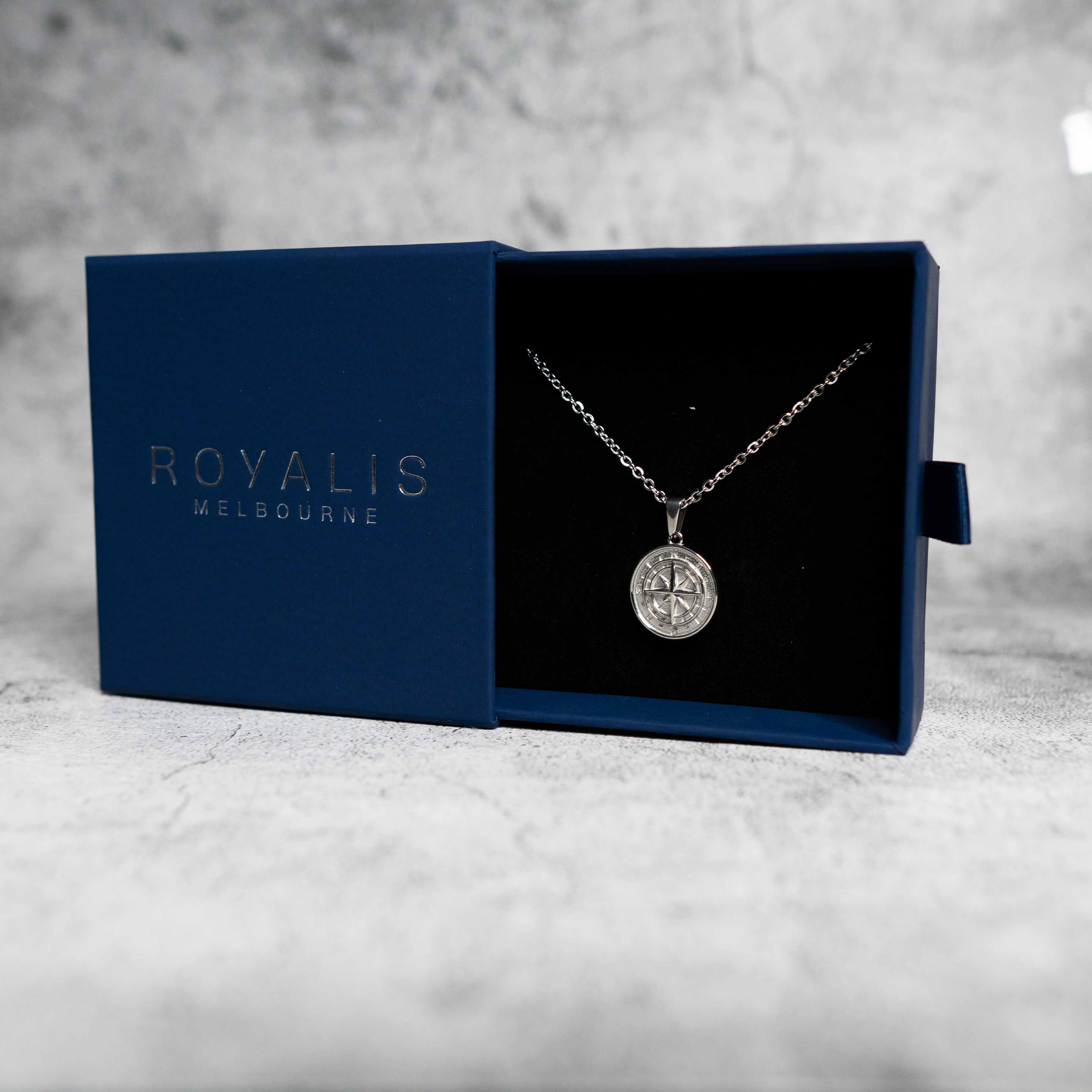 Compass Pendant (White Gold)