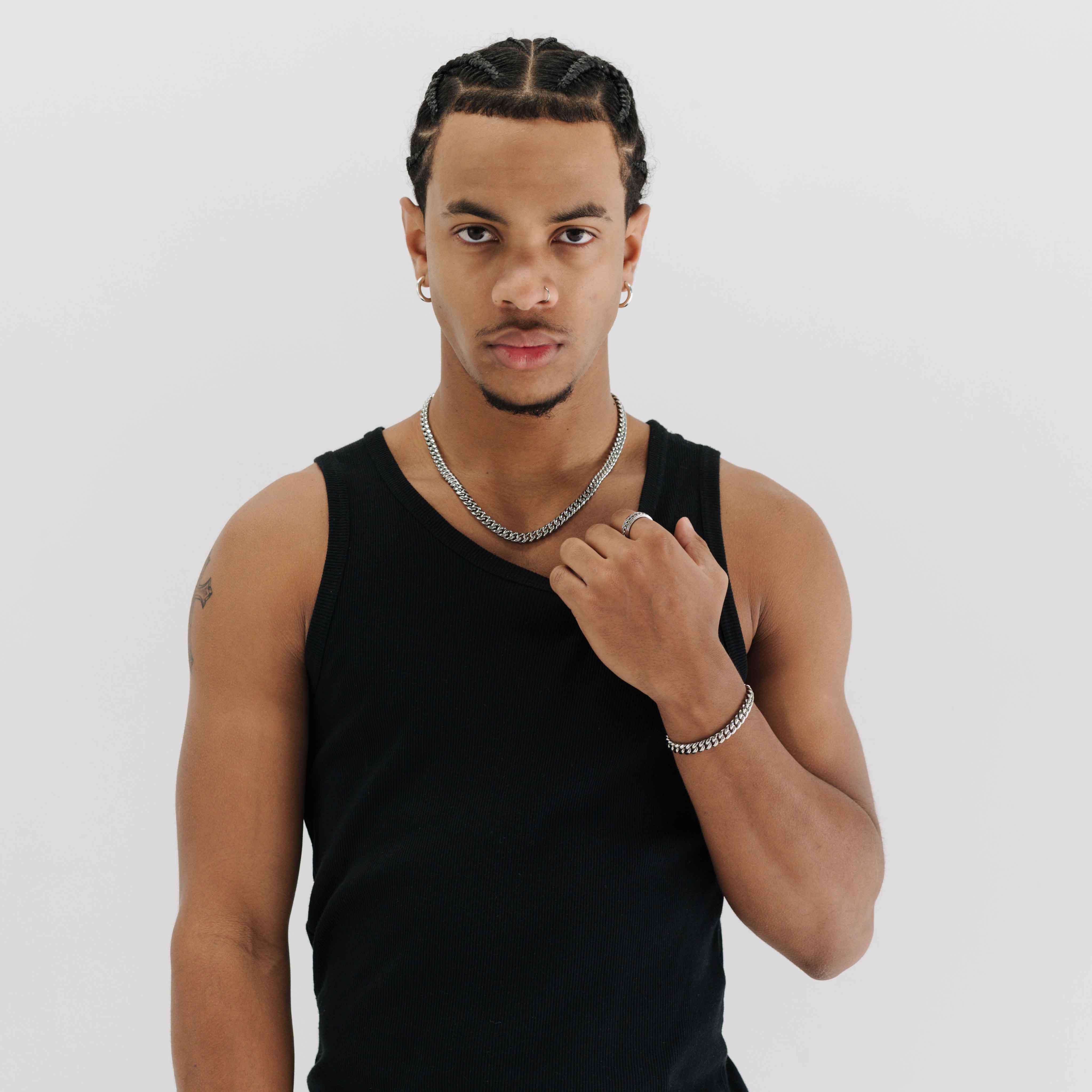 Cuban Chain (White Gold) 8mm Set