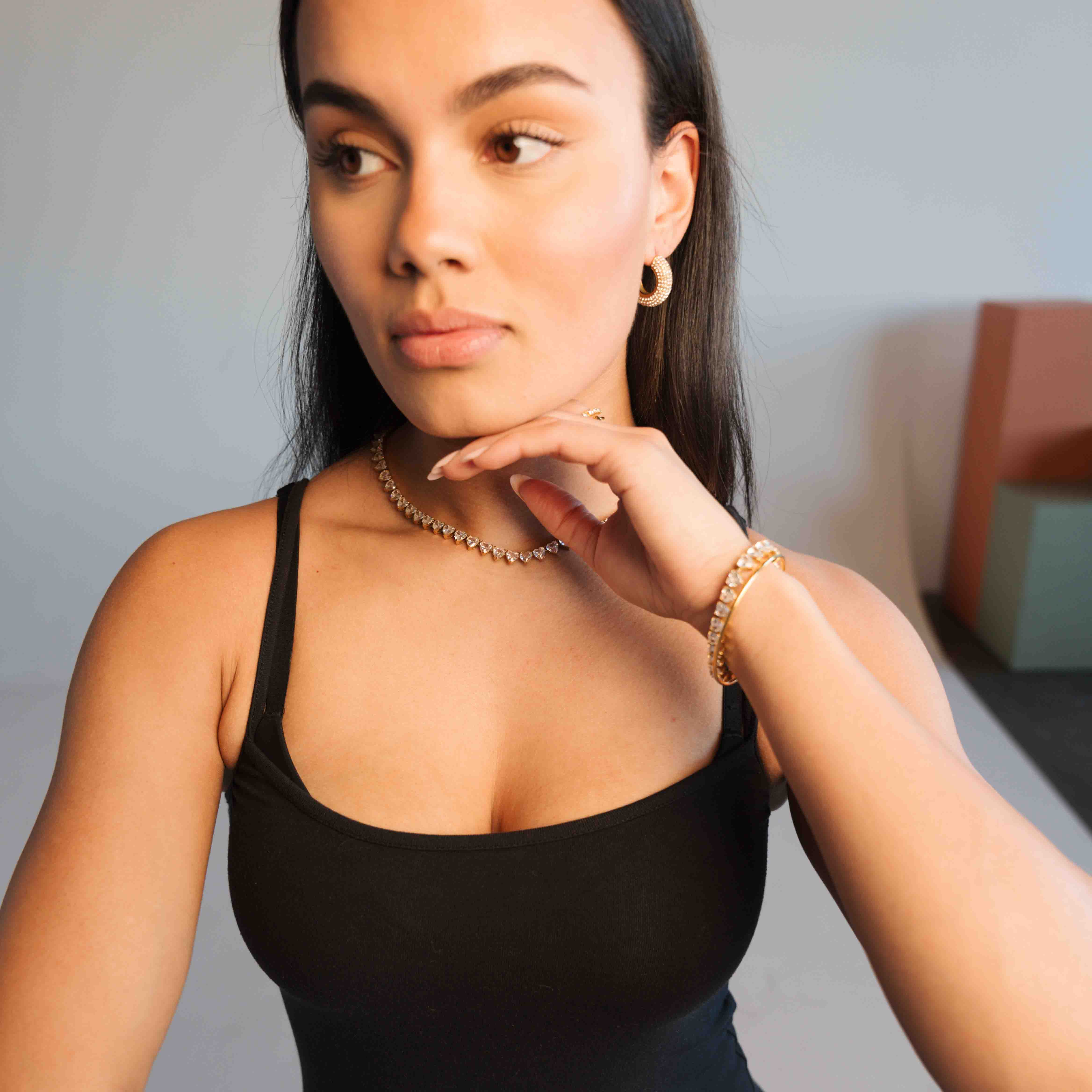 Women's Heart Tennis Chain 6mm (Gold)