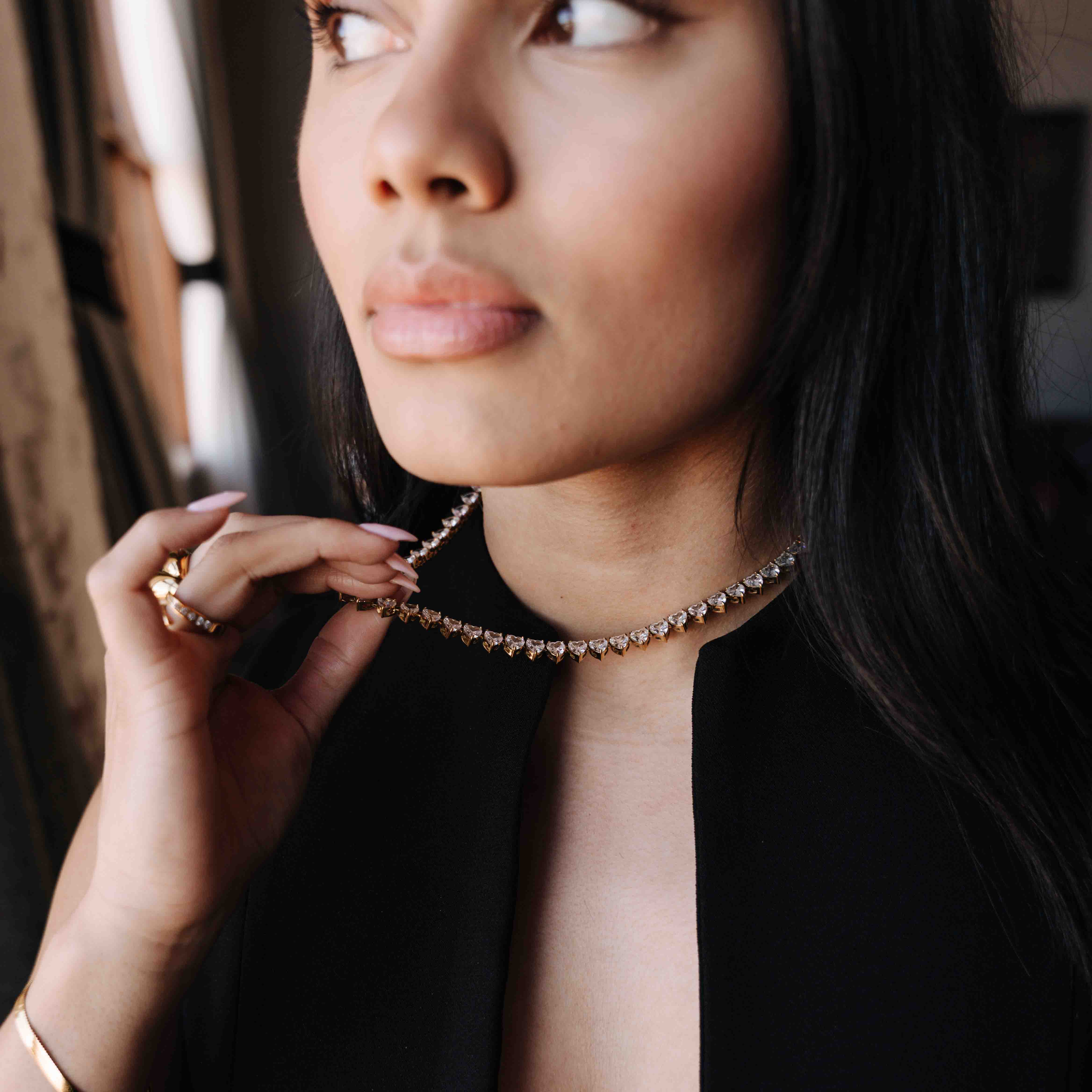 Women's Heart Tennis Chain 6mm (Gold)