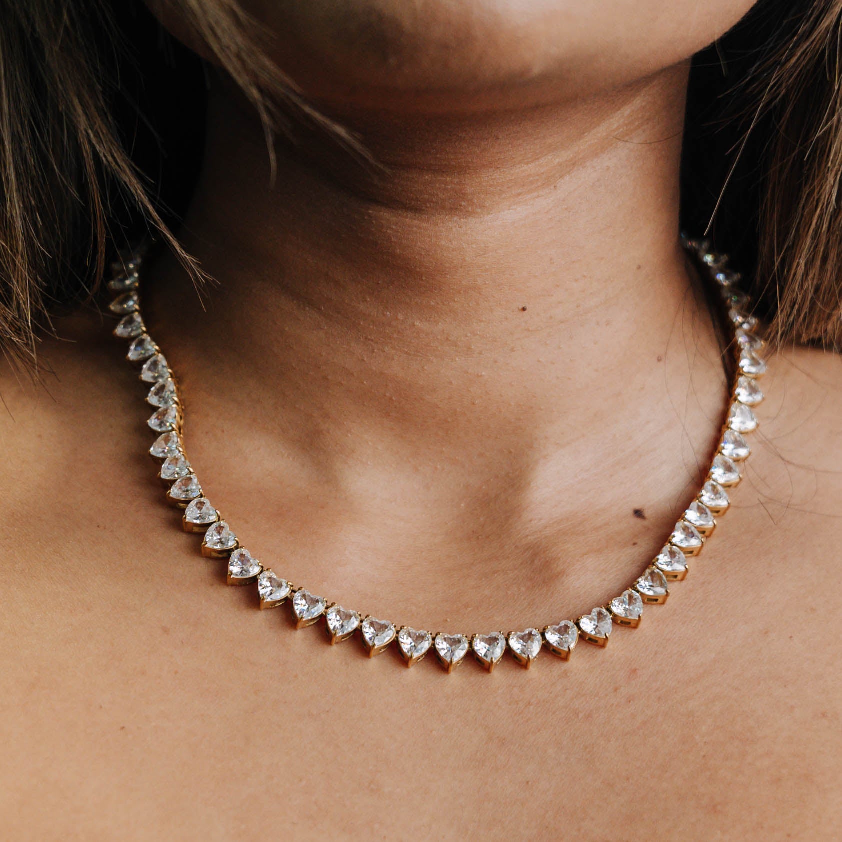 Women's Heart Tennis Chain 6mm (Gold)