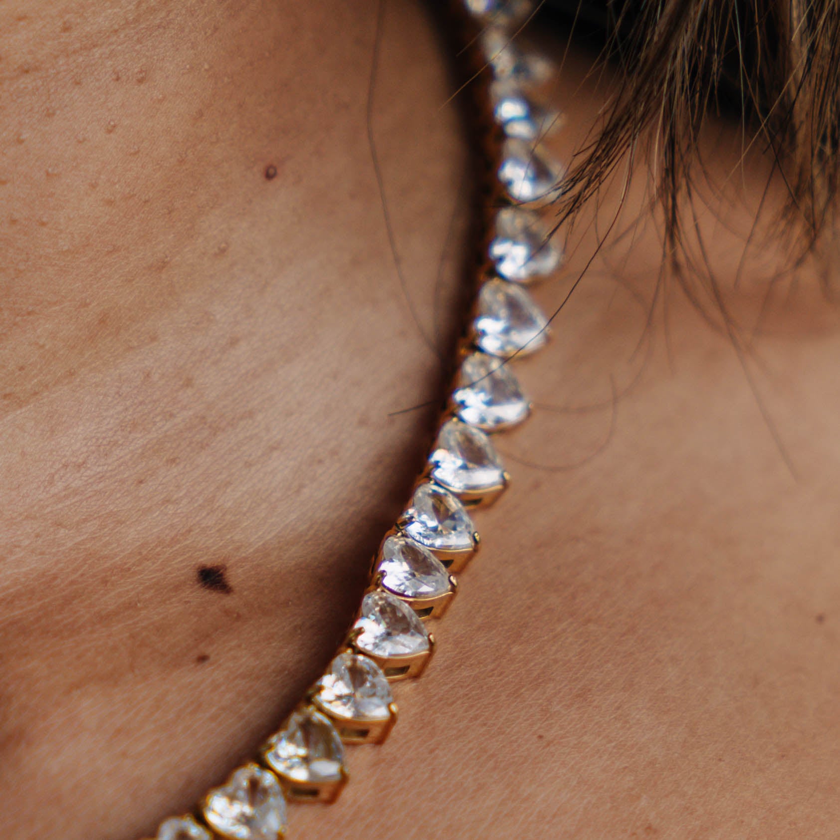 Women's Heart Tennis Chain 6mm (Gold)