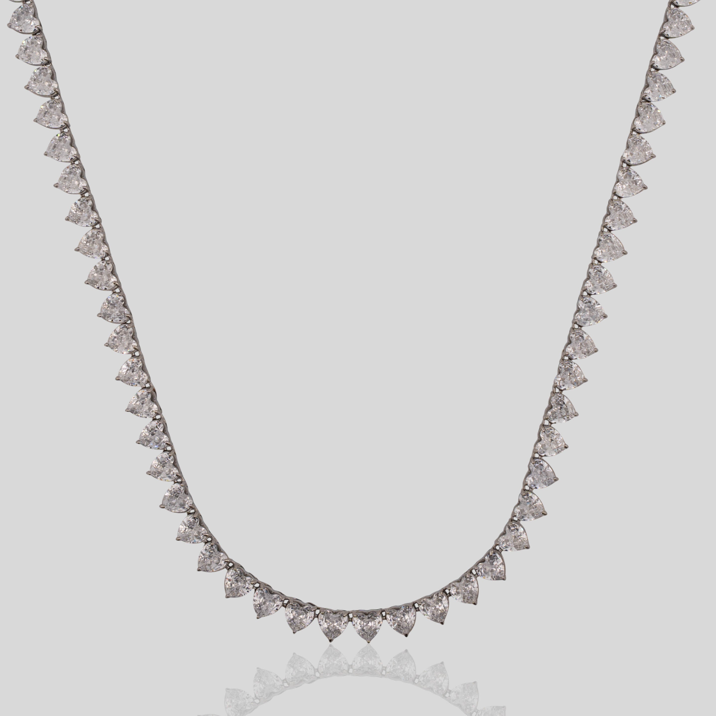 Women's Heart Tennis Chain 6mm (White Gold)