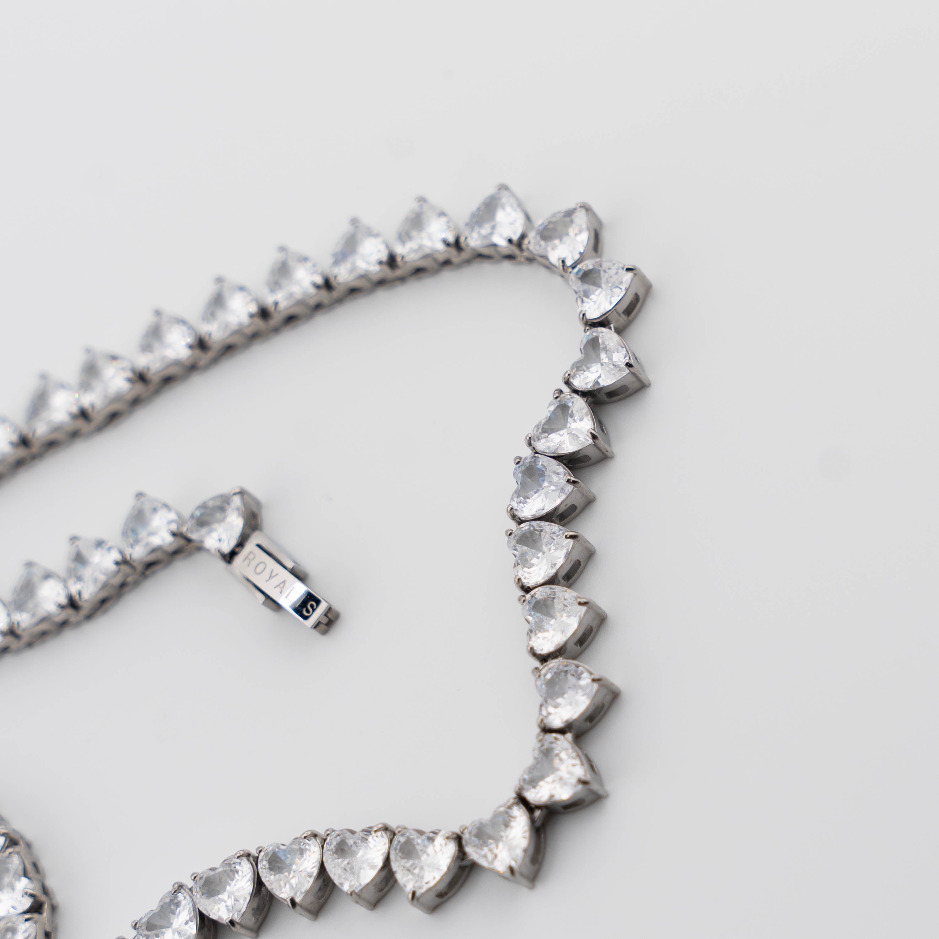 Women's Heart Tennis Chain 6mm (White Gold)