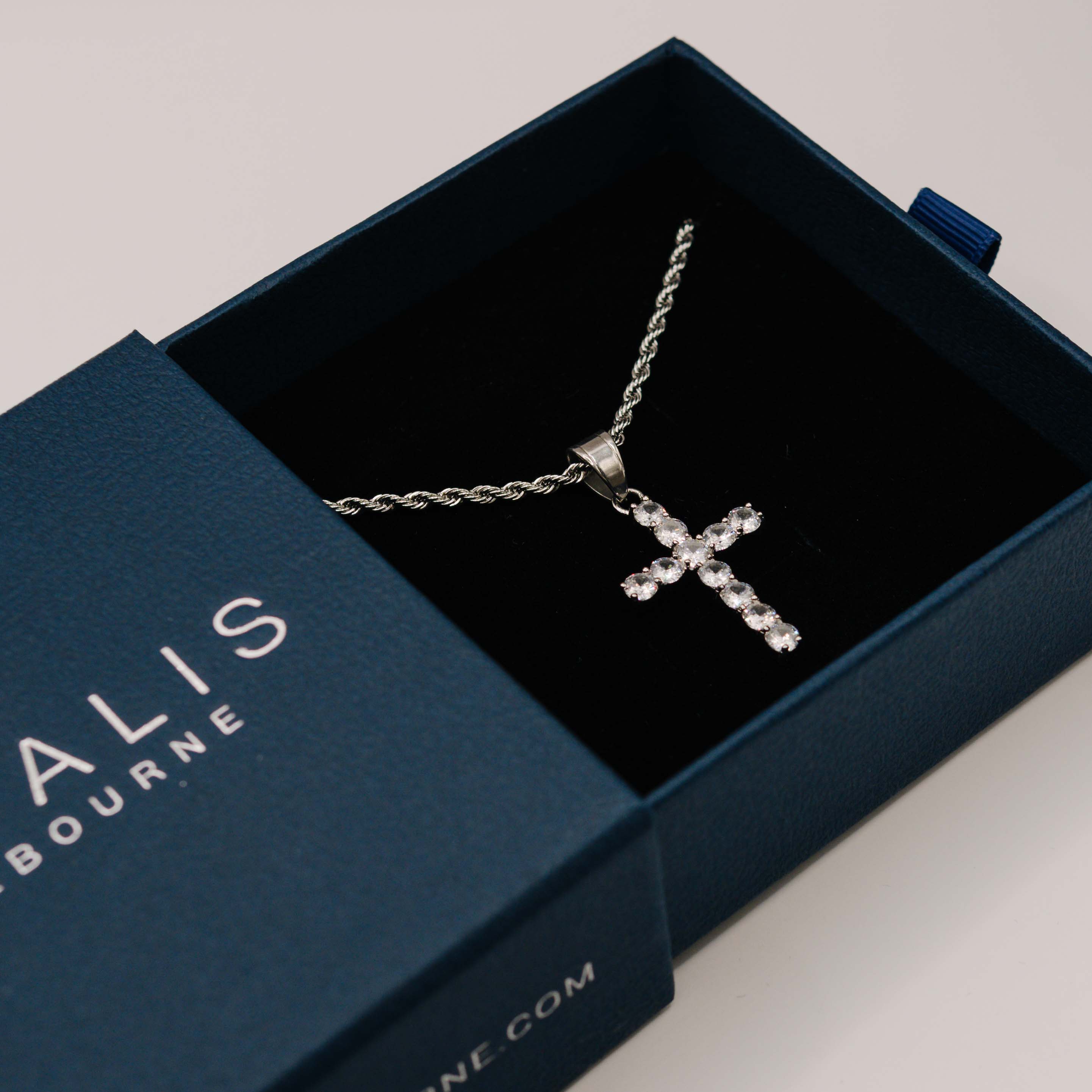 Iced Cross Pendant (White Gold)