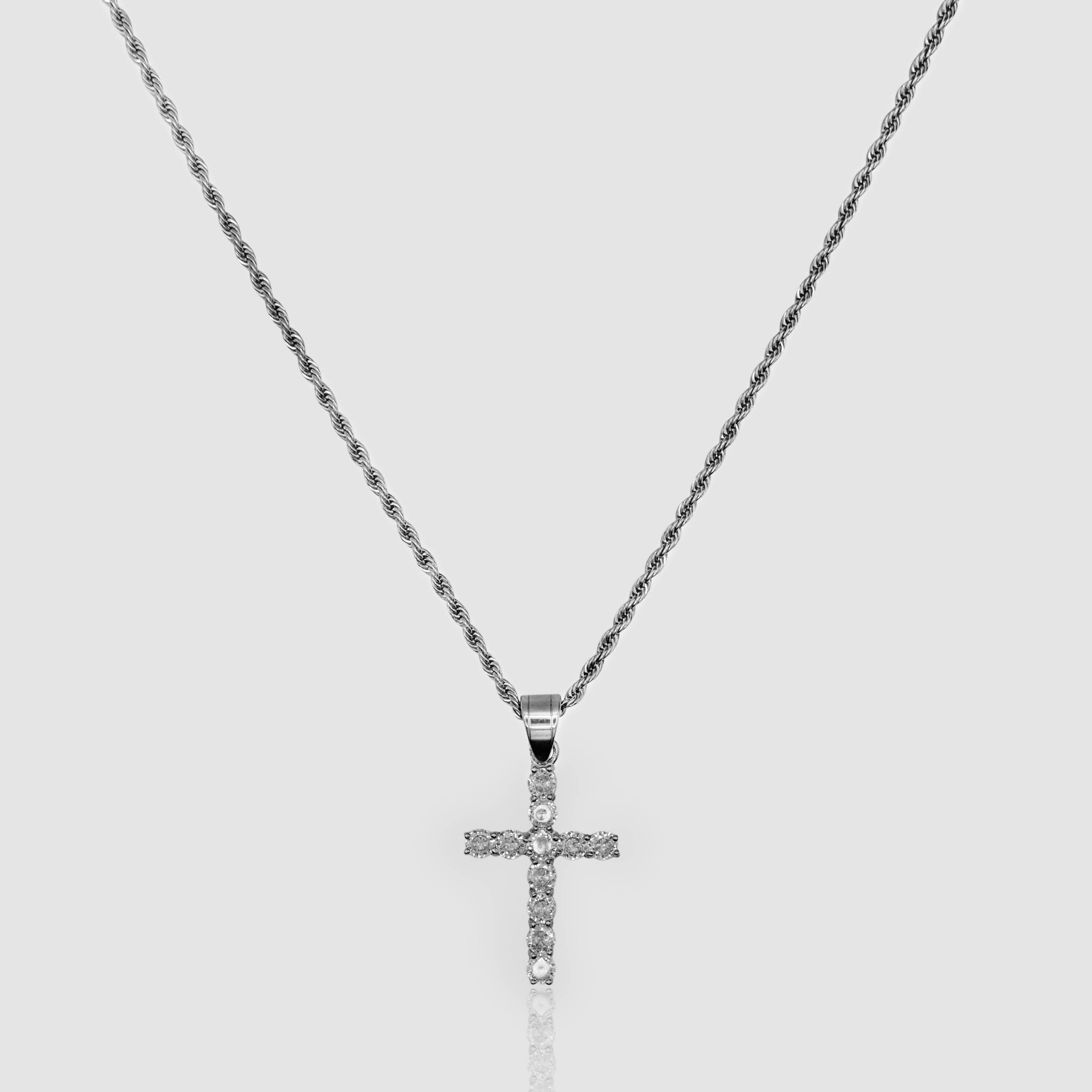 Iced Cross Pendant (White Gold)