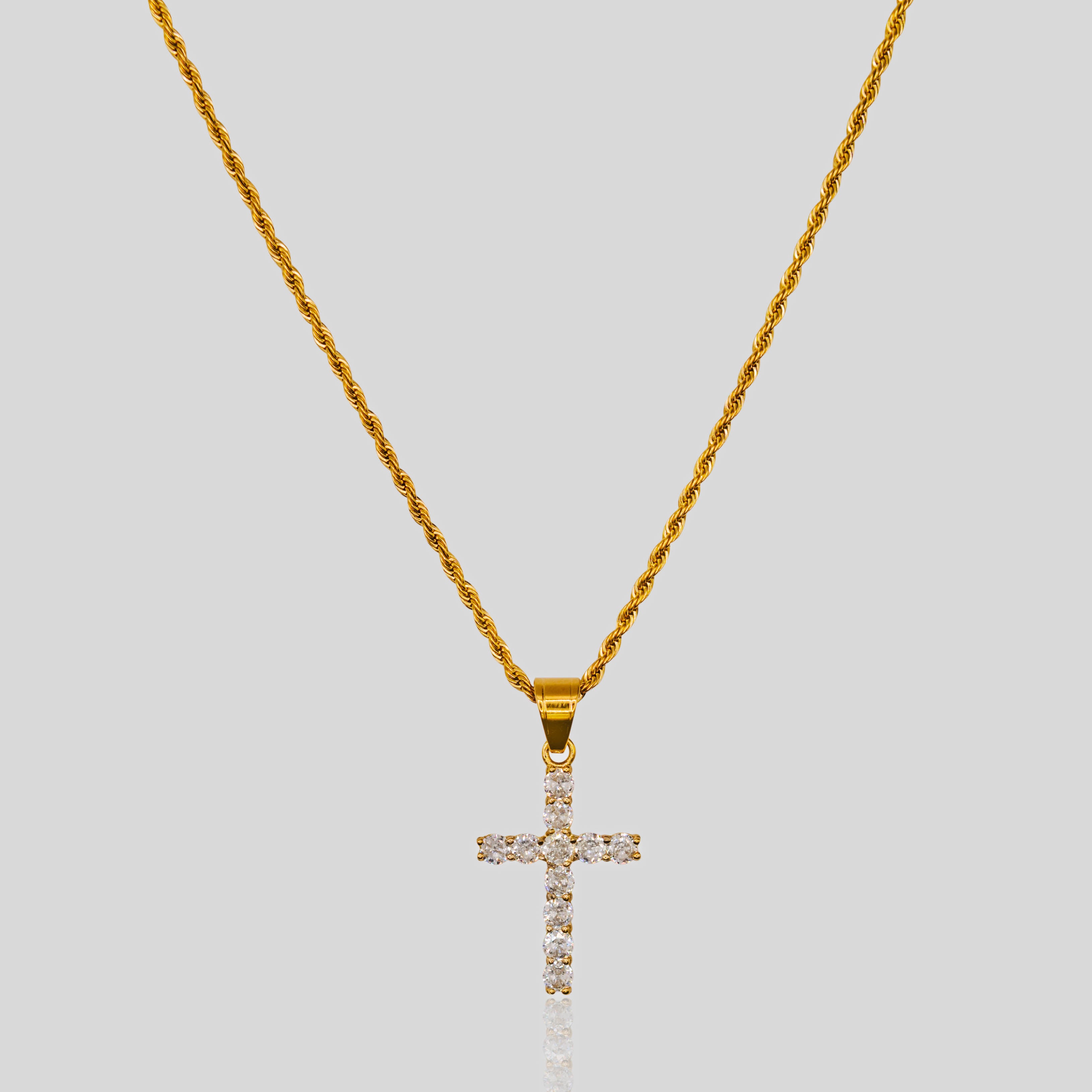 Iced Cross Pendant (Gold)