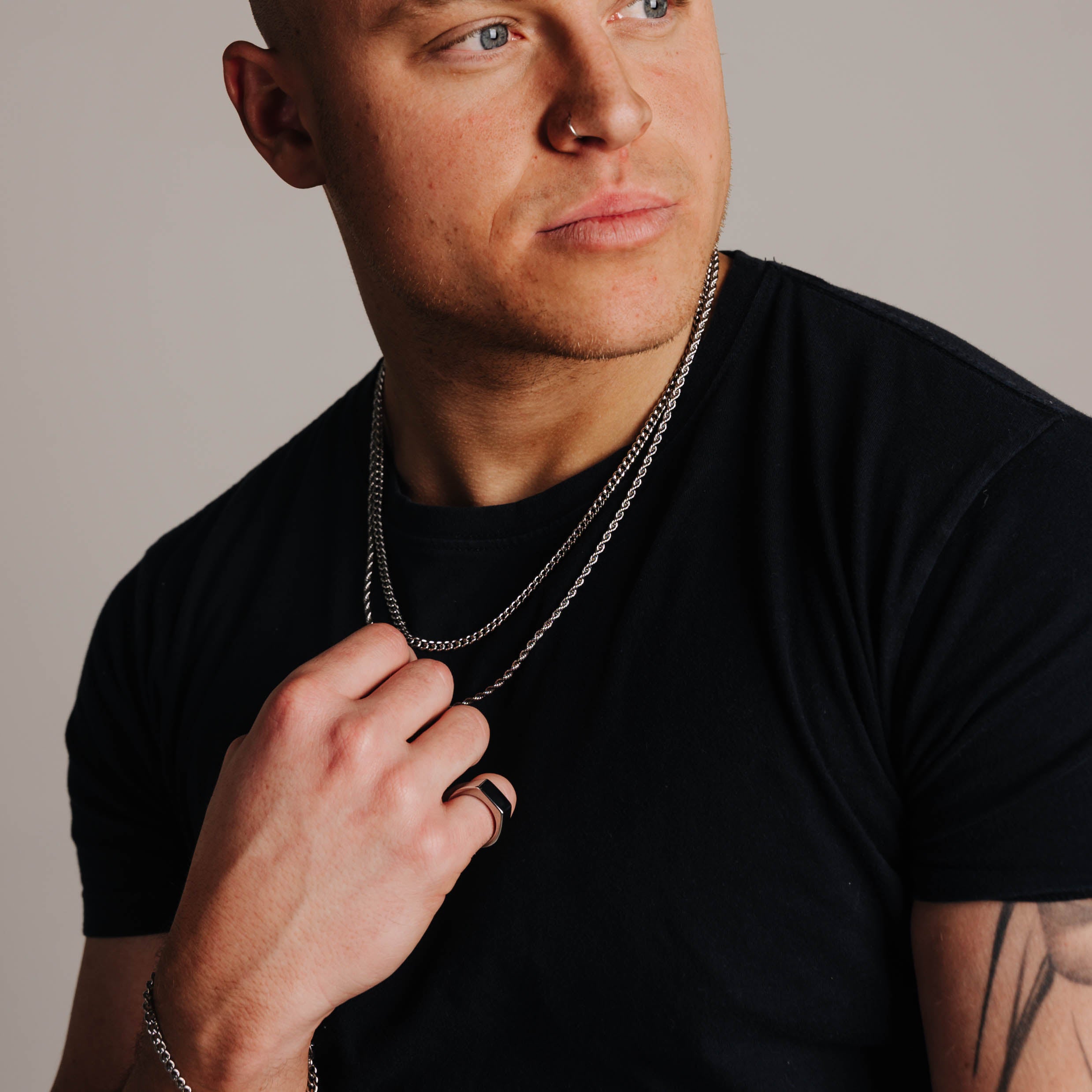 Cuban Chain (White Gold) 4mm Set