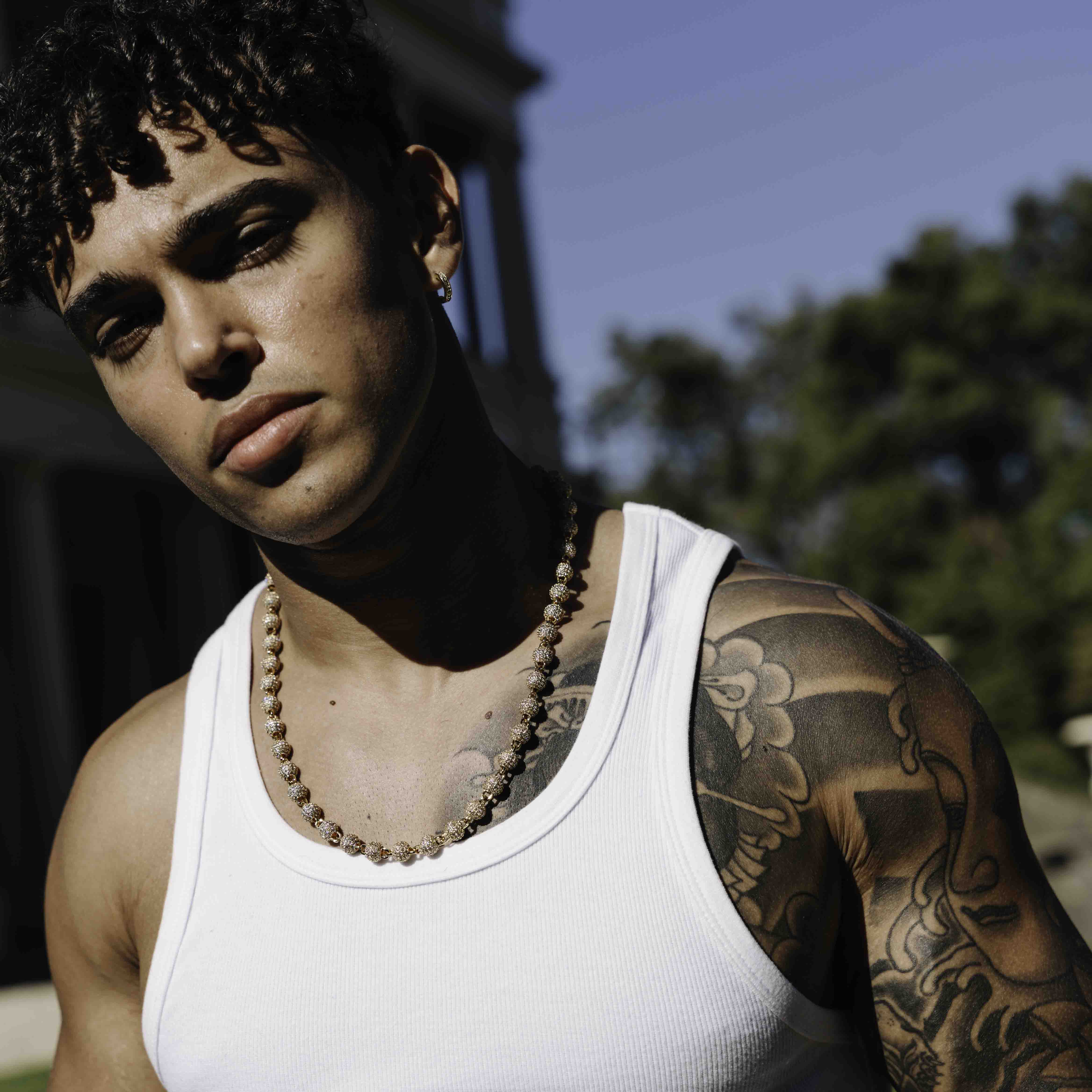 Iced Ball Pendant Necklace (Gold) 6mm