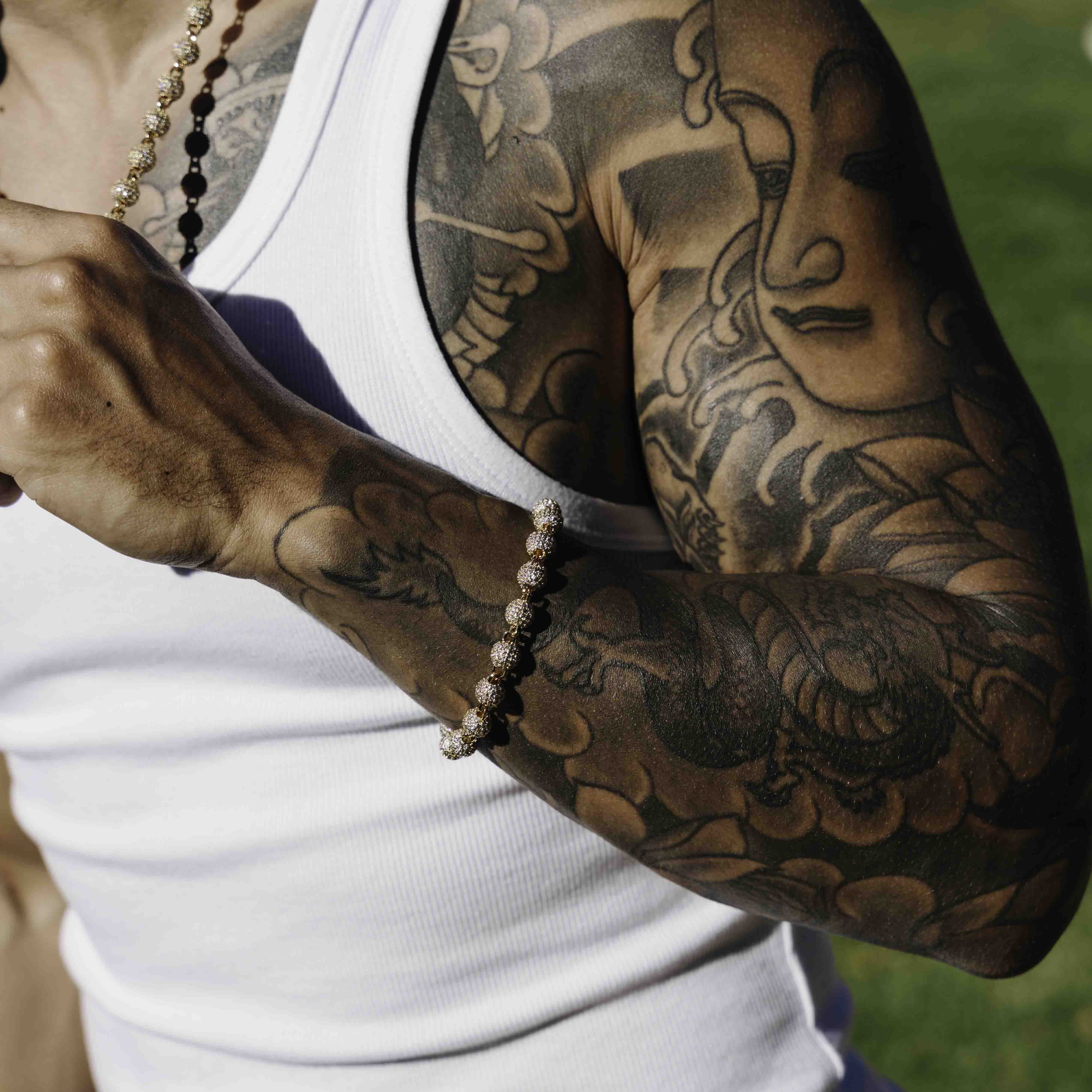 Iced Ball Pendant Set (Gold) 6mm