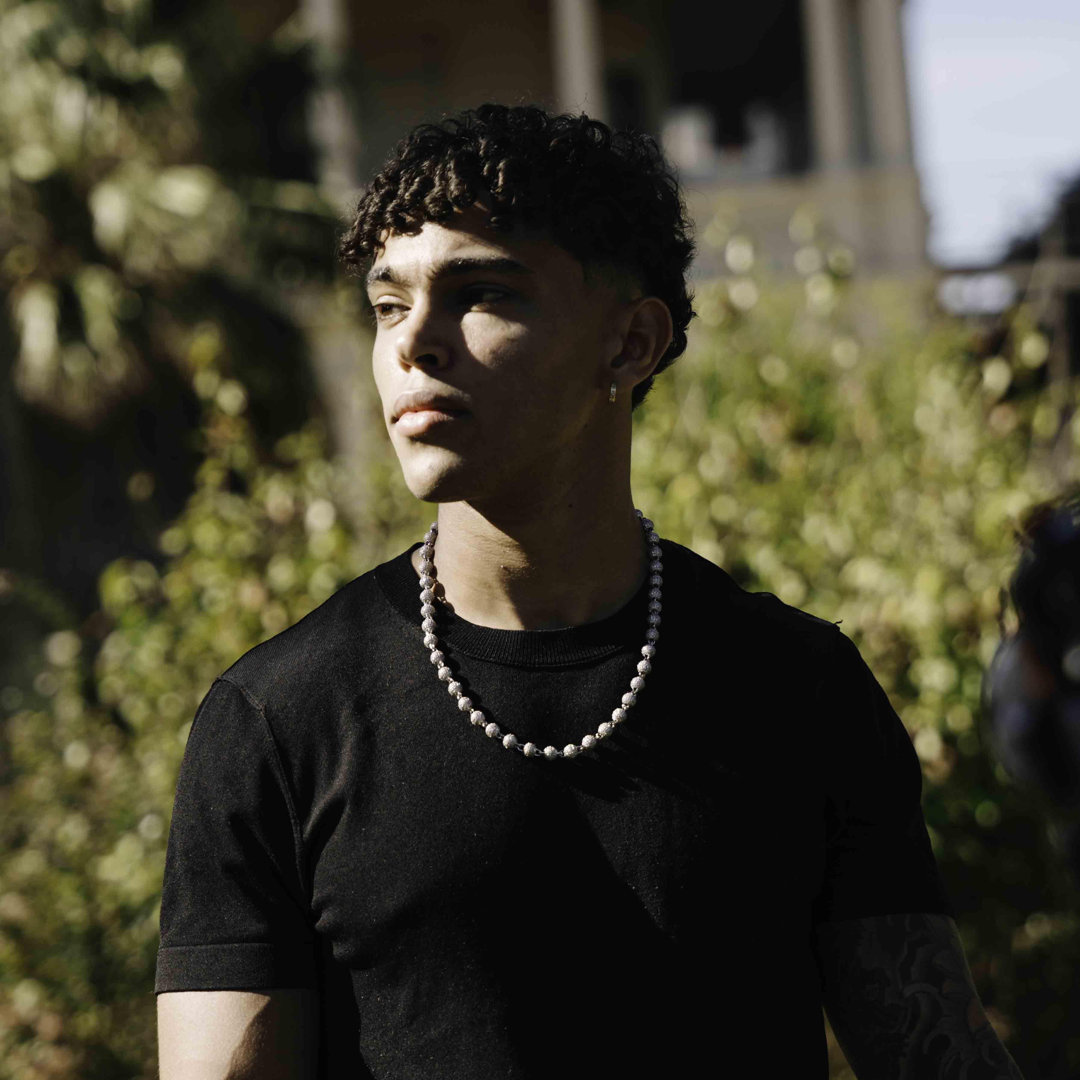 Iced Ball Pendant Set (White Gold) 6mm