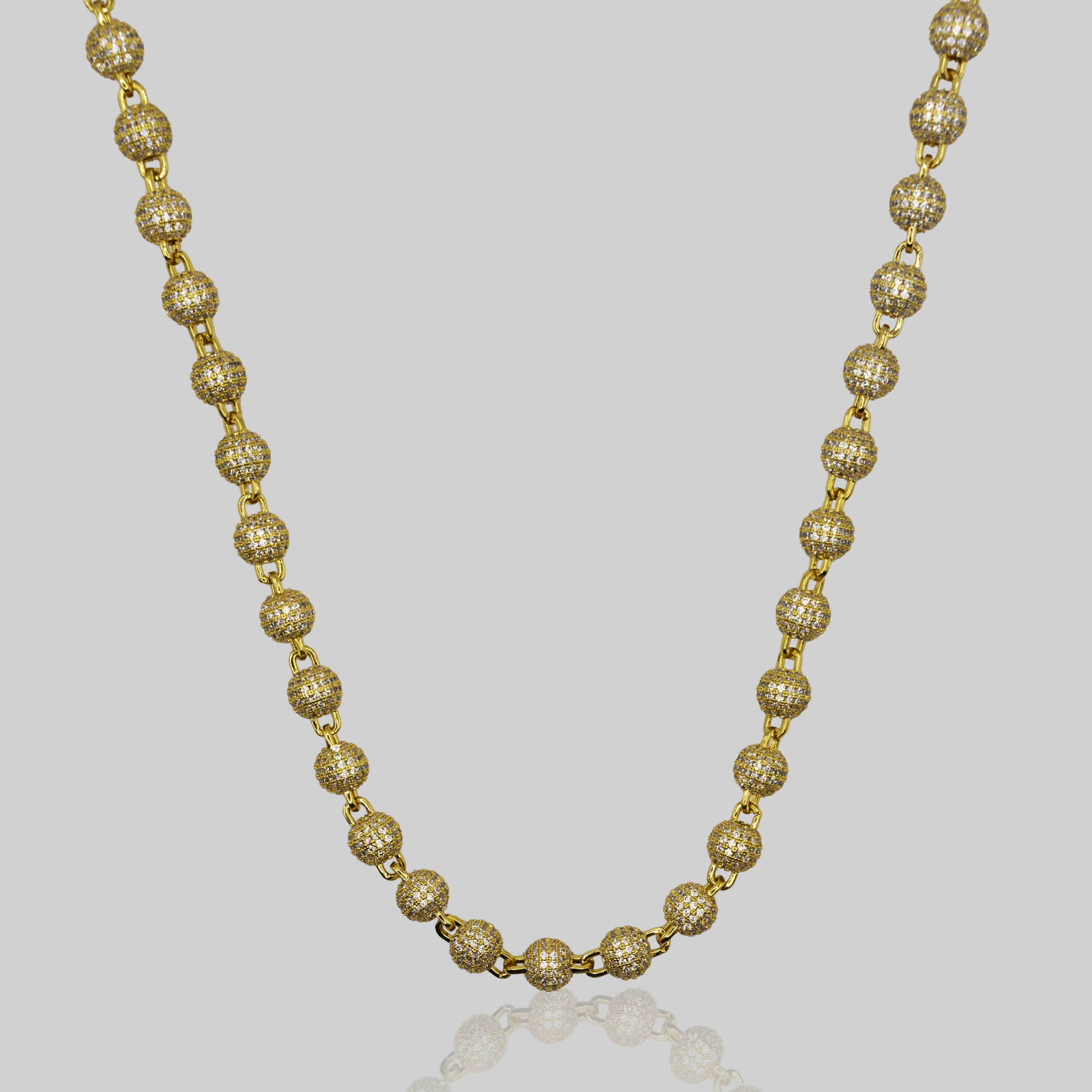 Iced Ball Pendant Necklace (Gold) 6mm