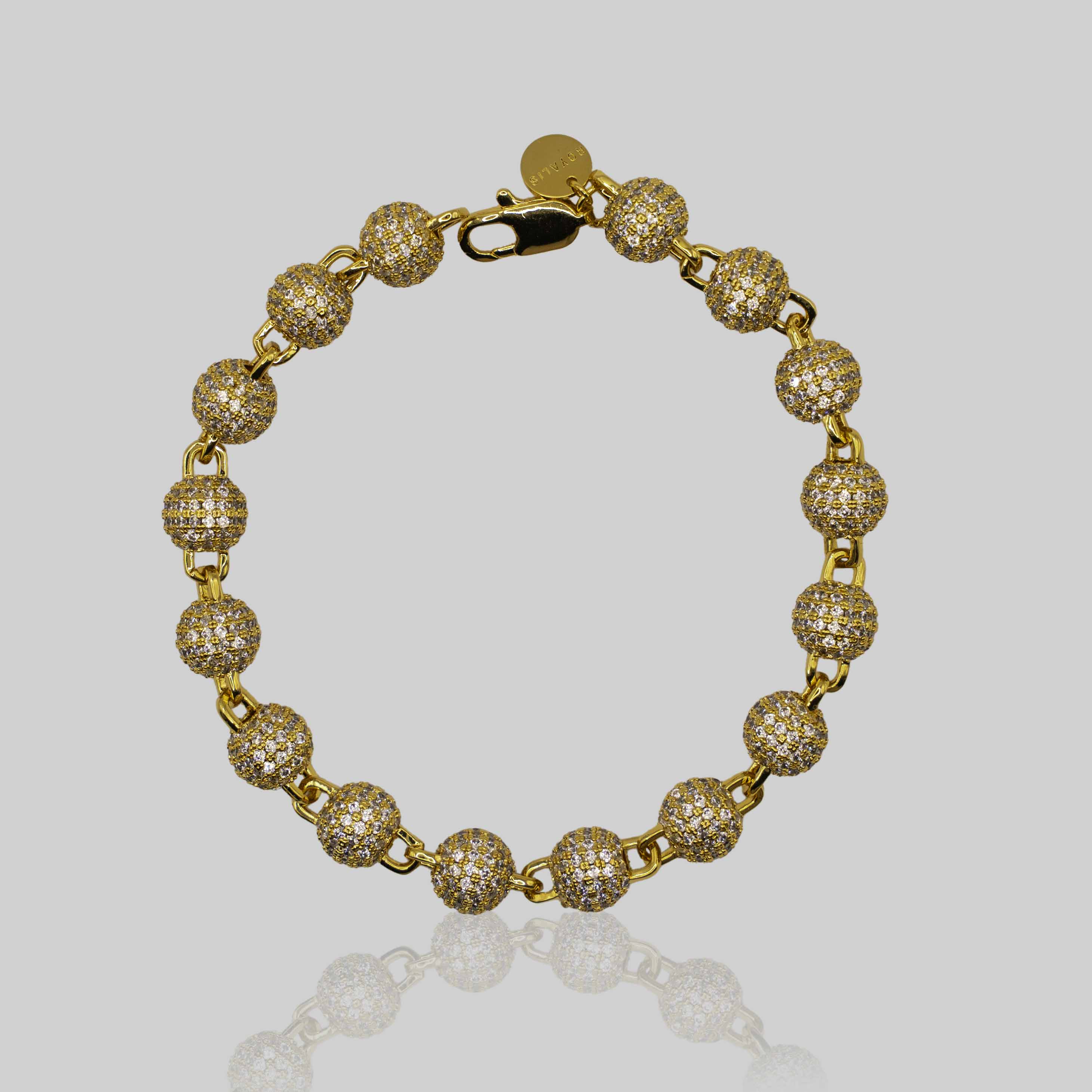 Iced Ball Pendant Bracelet (Gold) 6mm