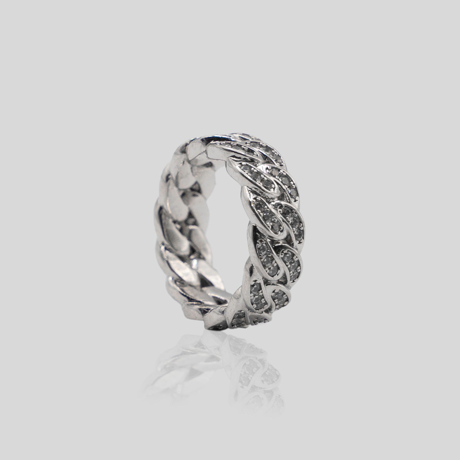 Iced Cuban Ring (White Gold)