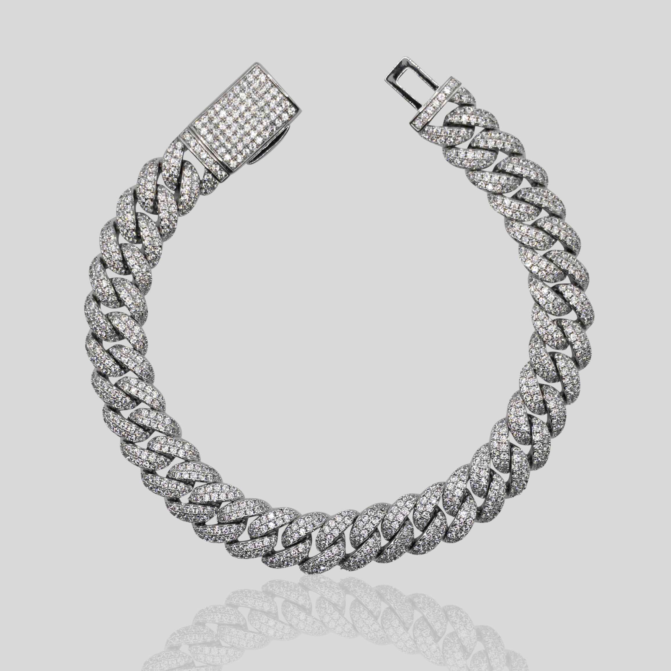 Iced Cuban Bracelet 8mm (White Gold)