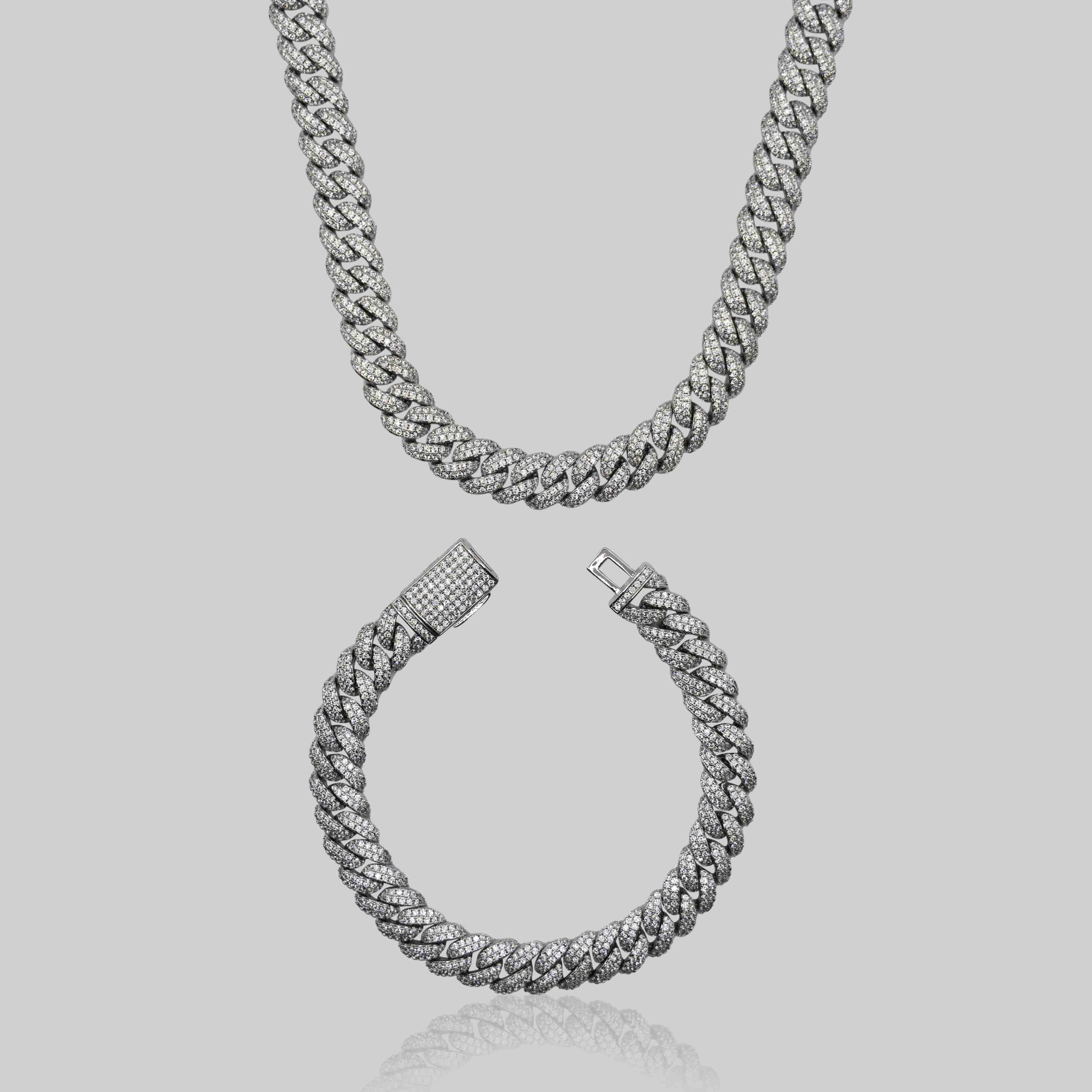 Iced Cuban Set 8mm (White Gold)