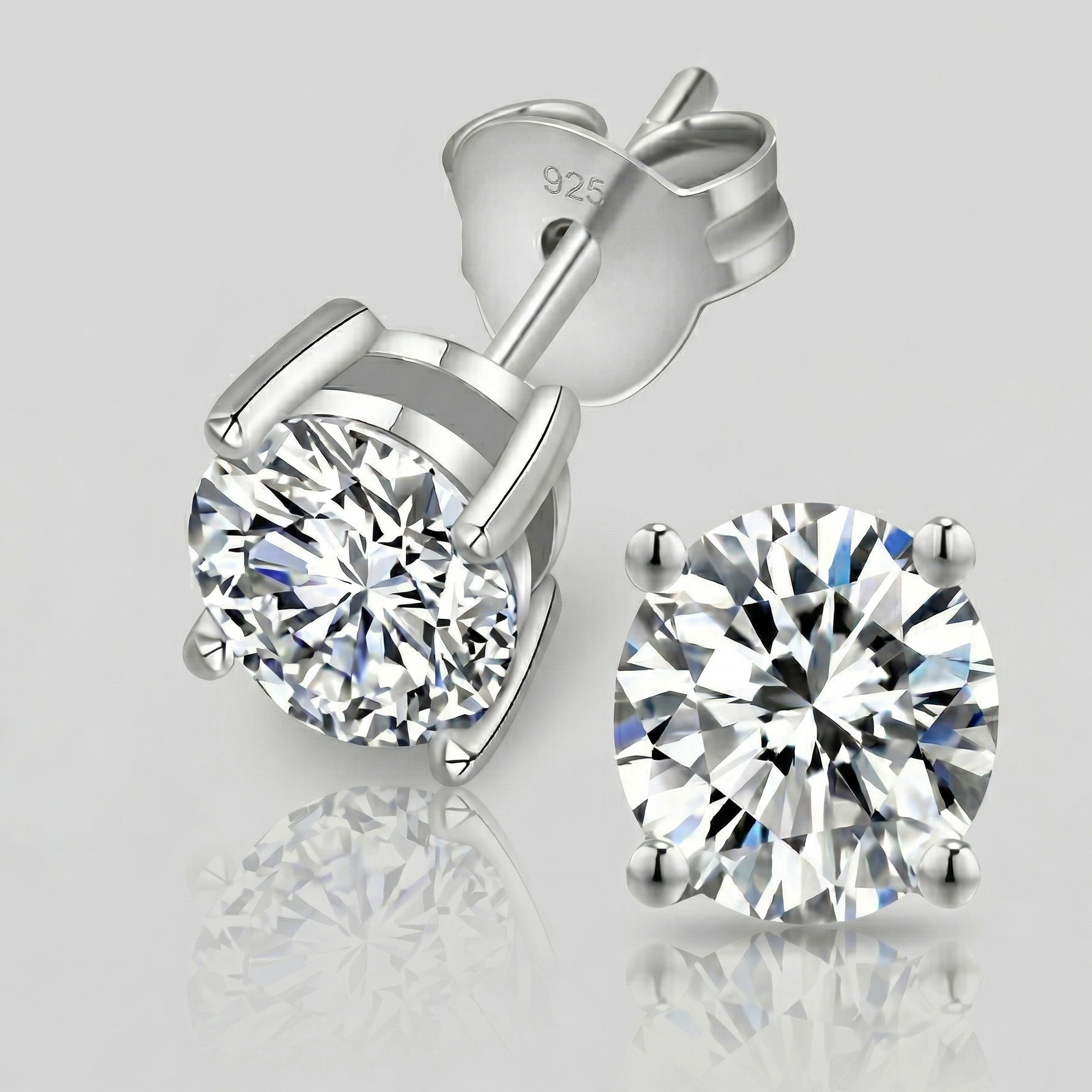 Apex Earrings White Gold (Moissanite Round Cut)