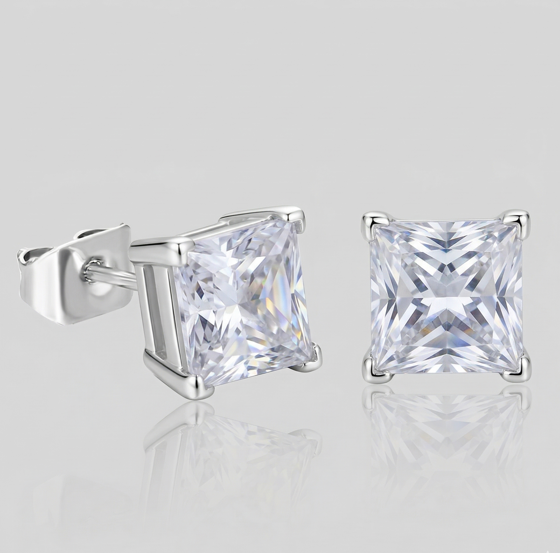 Levon Earrings White Gold (Moissanite Princess Cut)