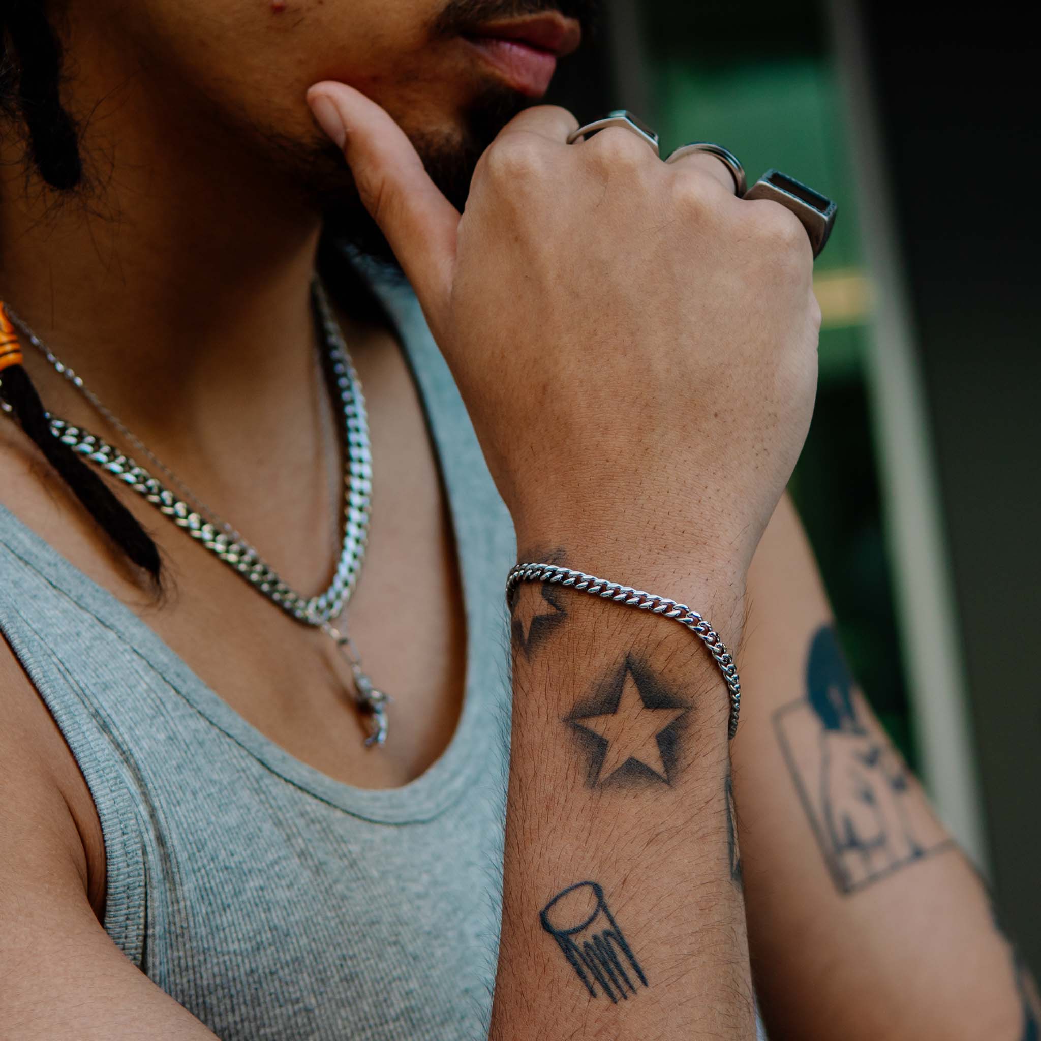 Cuban Bracelet (White Gold) 4mm