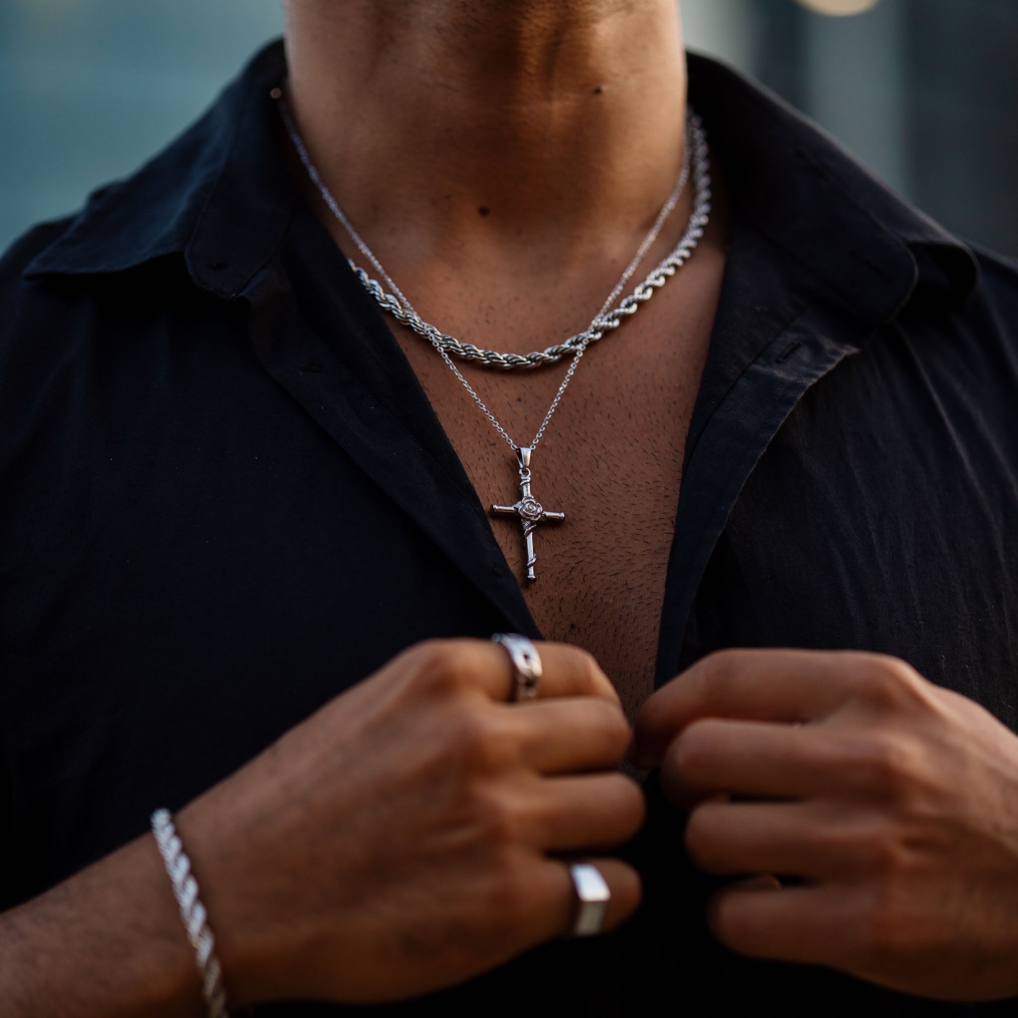 Rose Cross Pendant (White Gold) - ROYALIS MELBOURNE