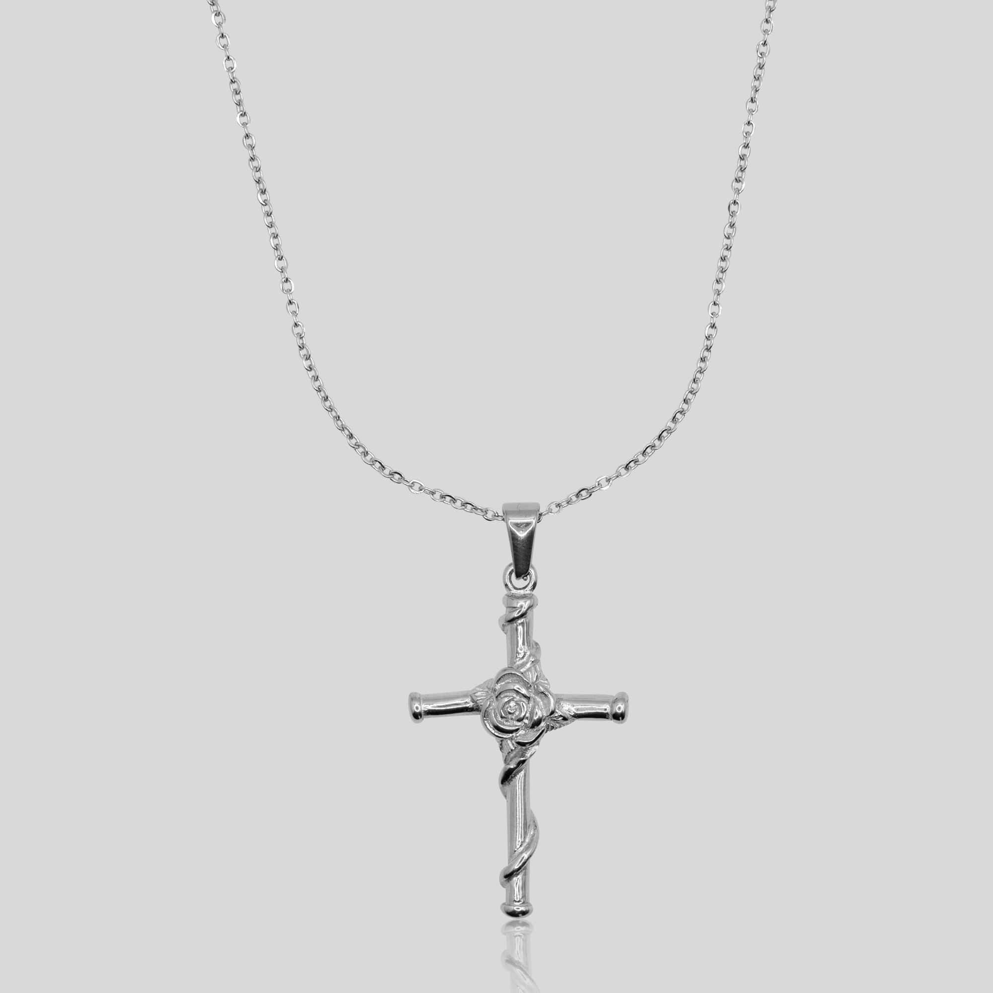 Rose Cross Pendant (White Gold) - ROYALIS MELBOURNE