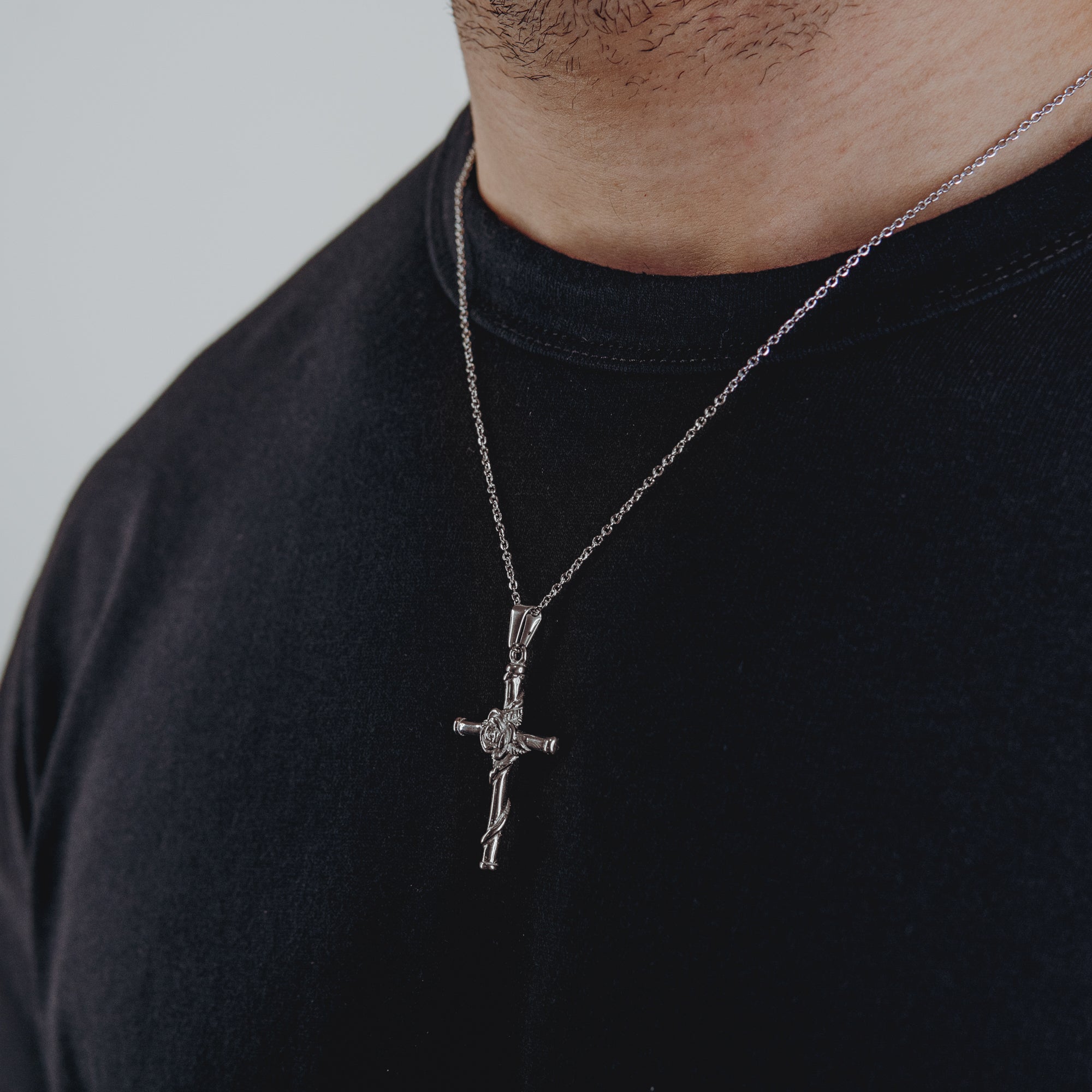 Rose Cross Pendant (White Gold) - ROYALIS MELBOURNE