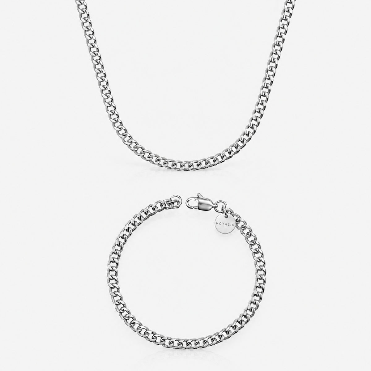 Cuban Chain (White Gold) 4mm Set