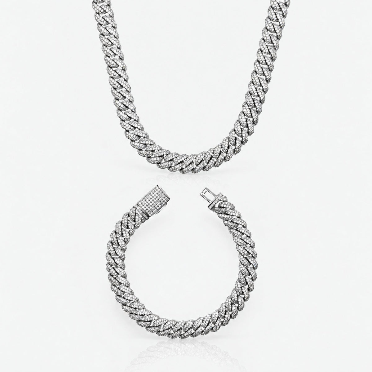 Iced Cuban Set 8mm (White Gold)