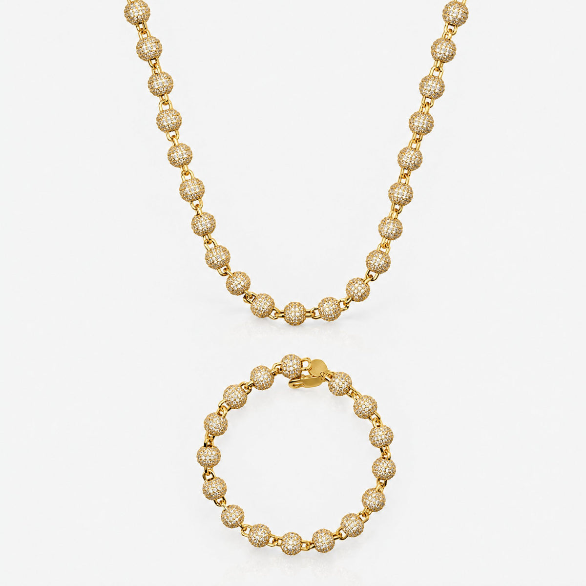 Iced Ball Pendant Set (Gold) 6mm
