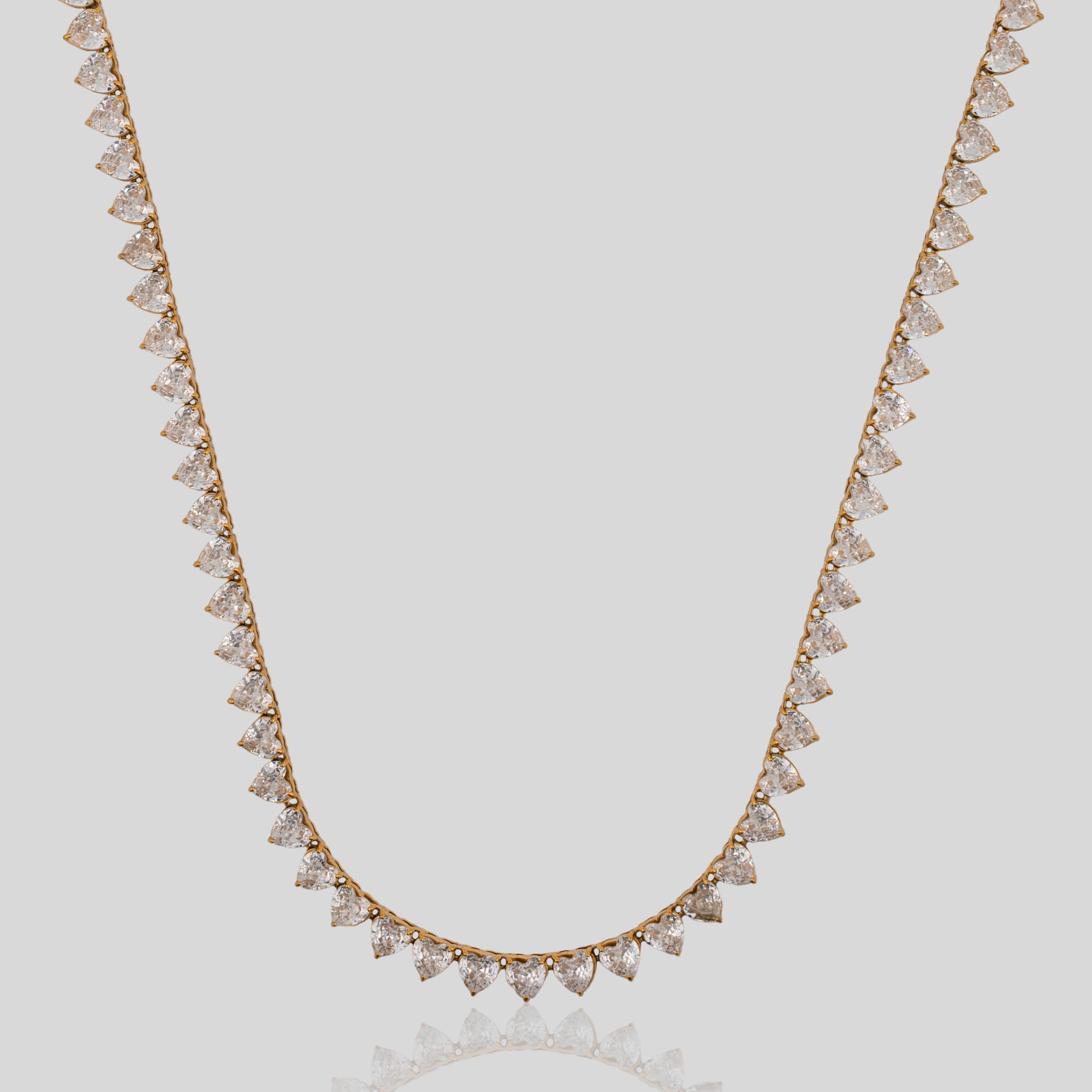 Women's Heart Tennis Chain 6mm (Gold)