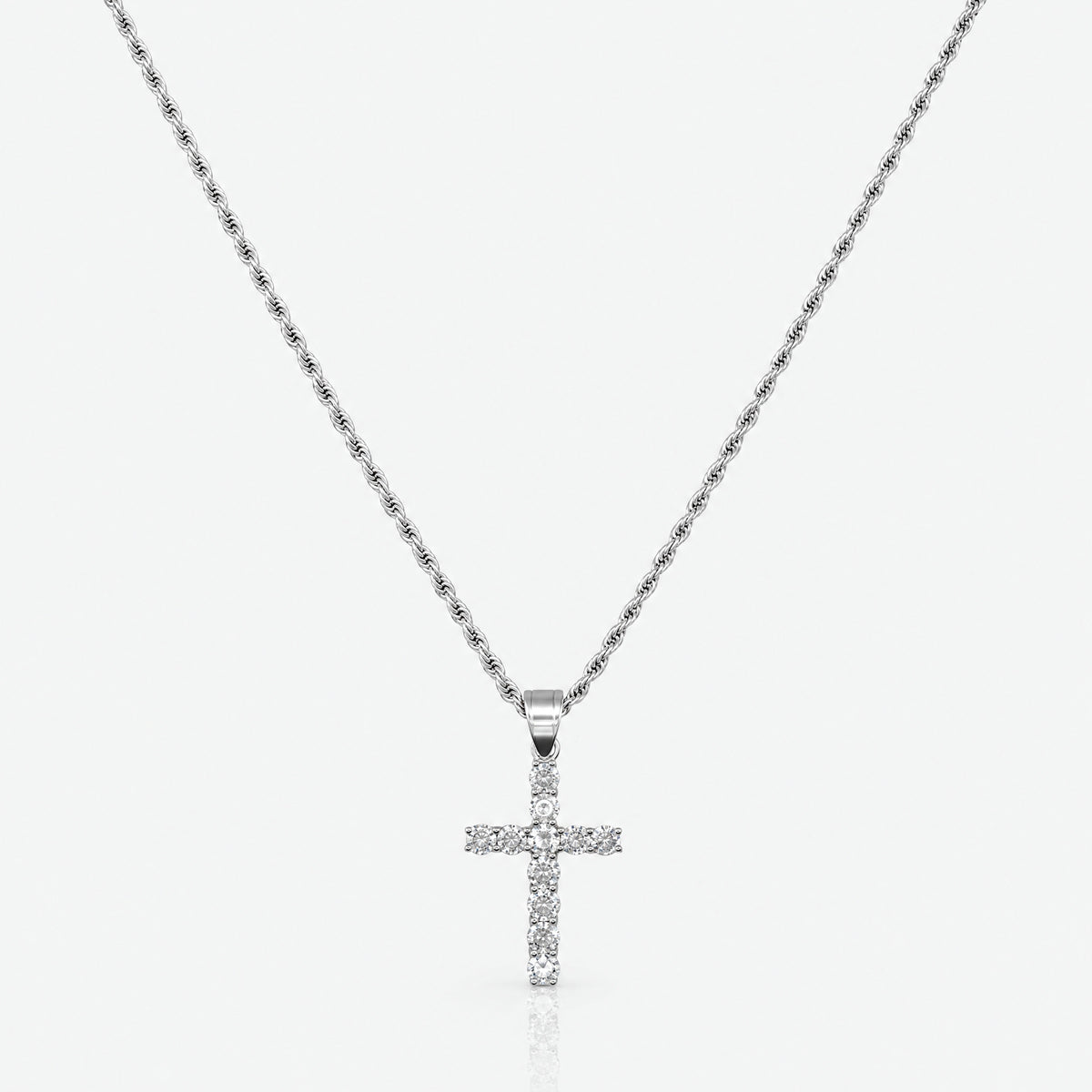 Iced Cross Pendant (White Gold)