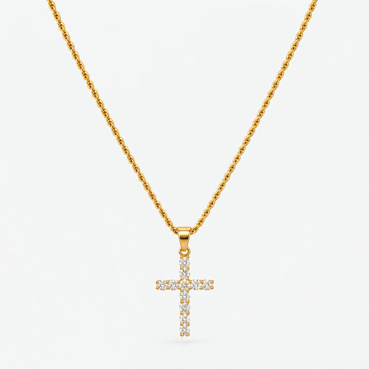 Iced Cross Pendant (Gold)