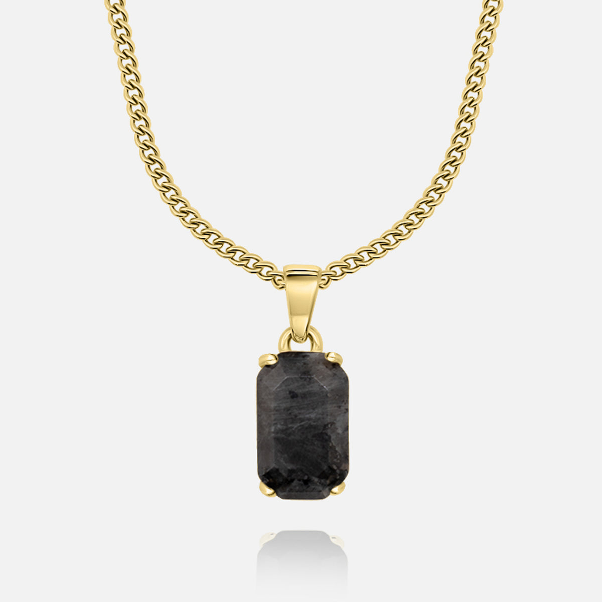 Obsidian Stone Pendant (Gold)