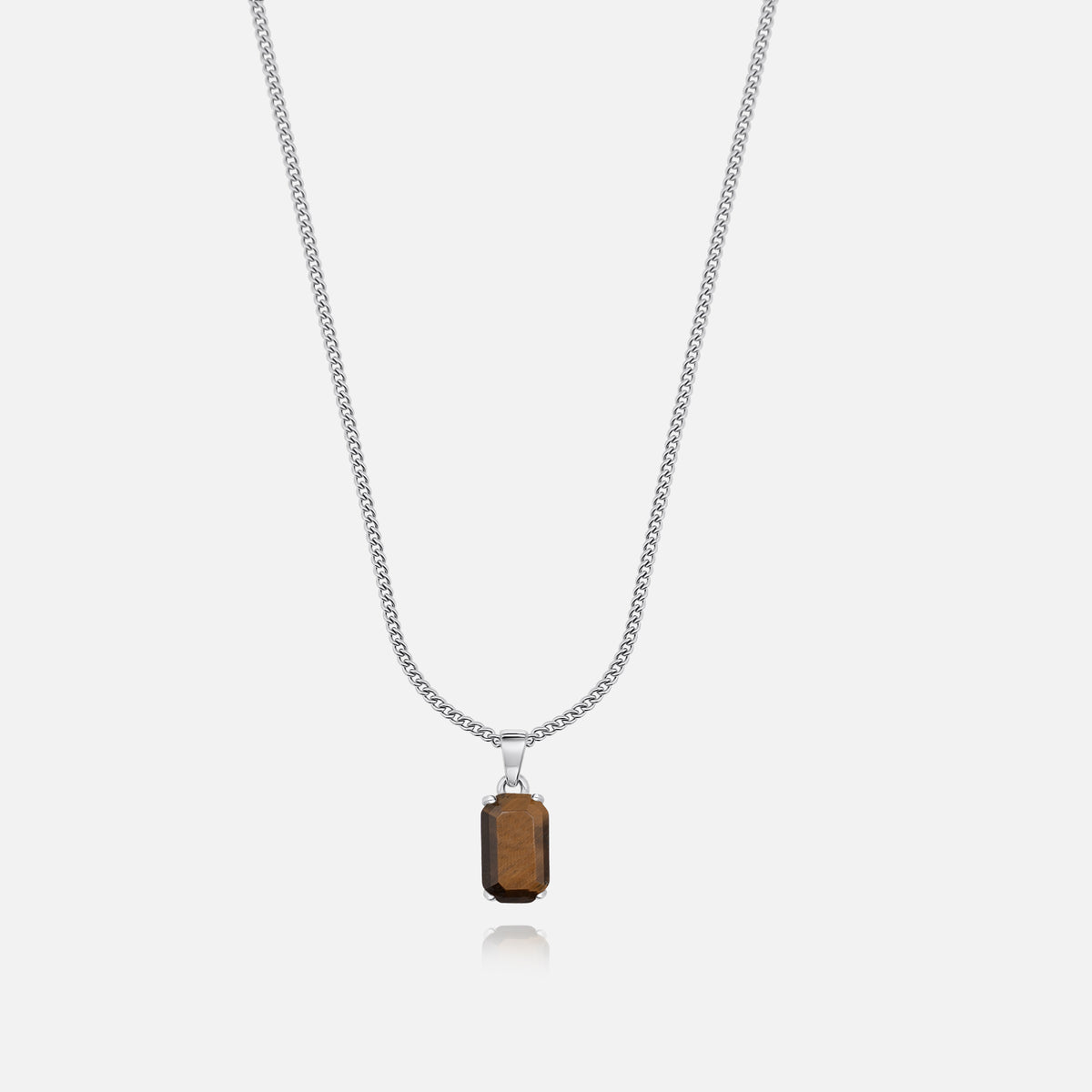 Amber Stone Pendant (White Gold)