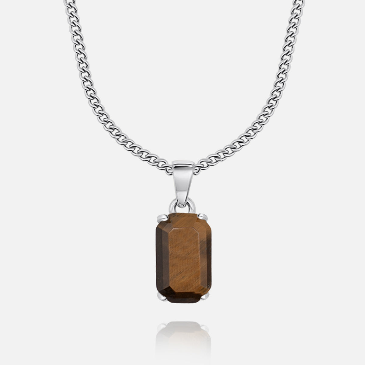 Amber Stone Pendant (White Gold)