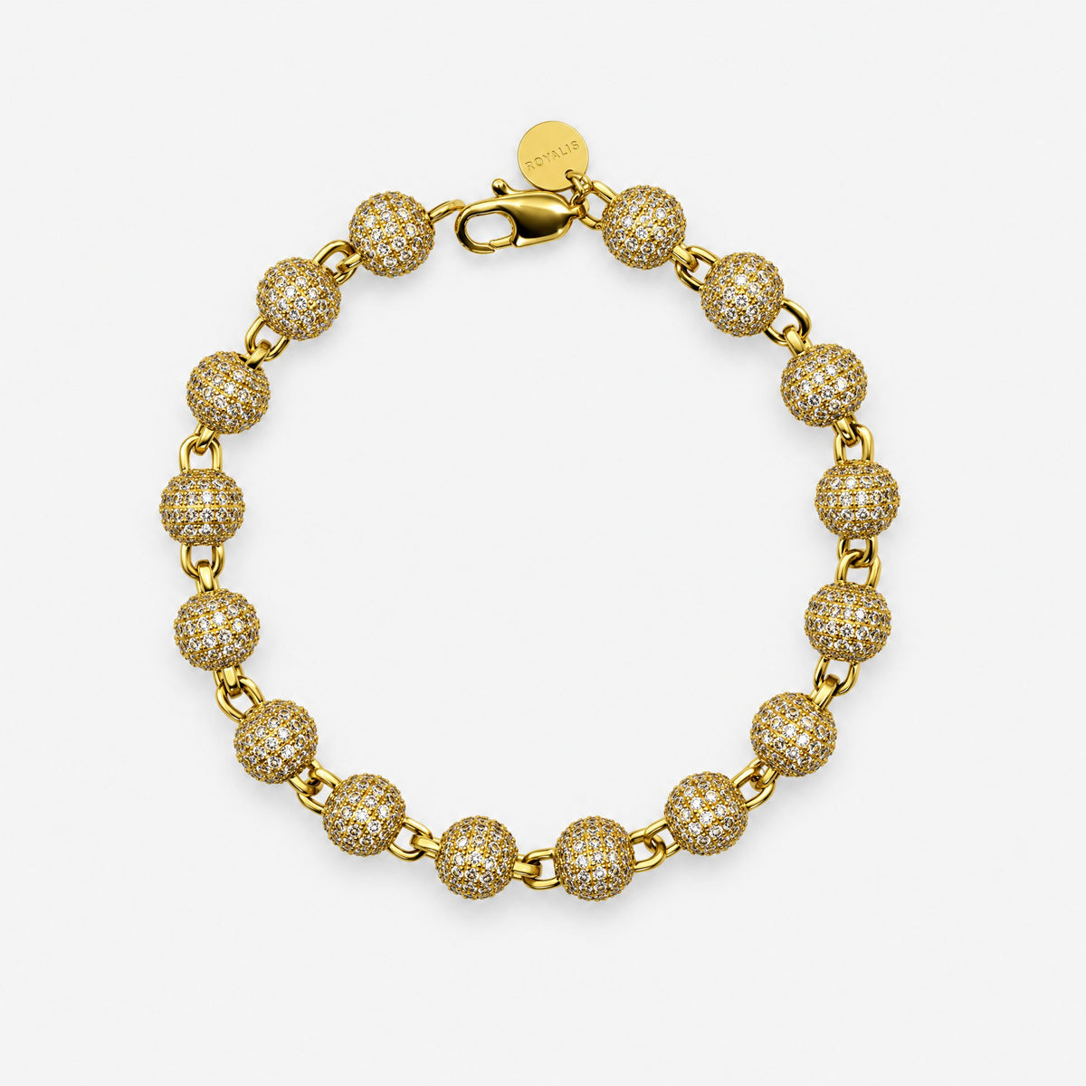 Iced Ball Pendant Bracelet (Gold) 6mm