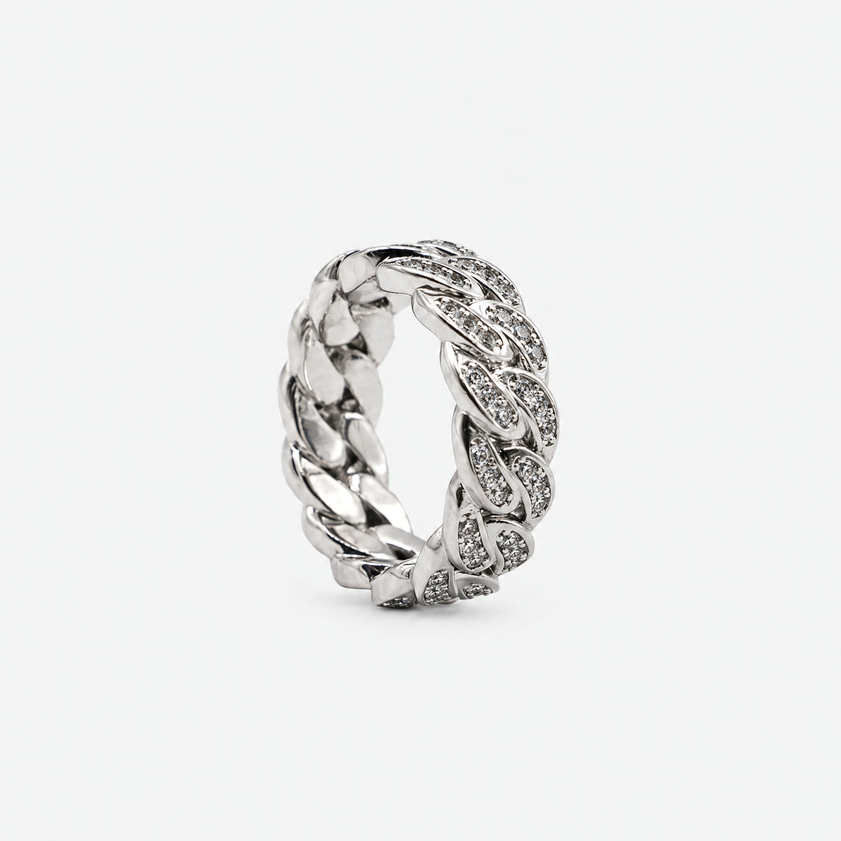 Iced Cuban Ring (White Gold)