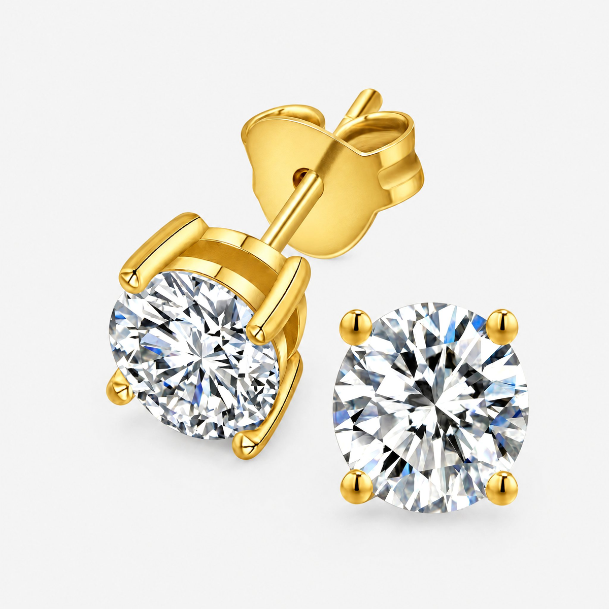 Apex Earrings Gold (Moissanite Round Cut)