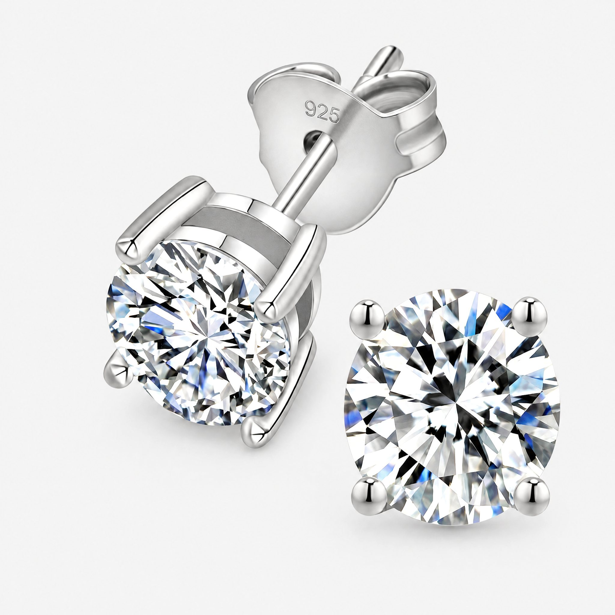 Apex Earrings White Gold (Moissanite Round Cut)
