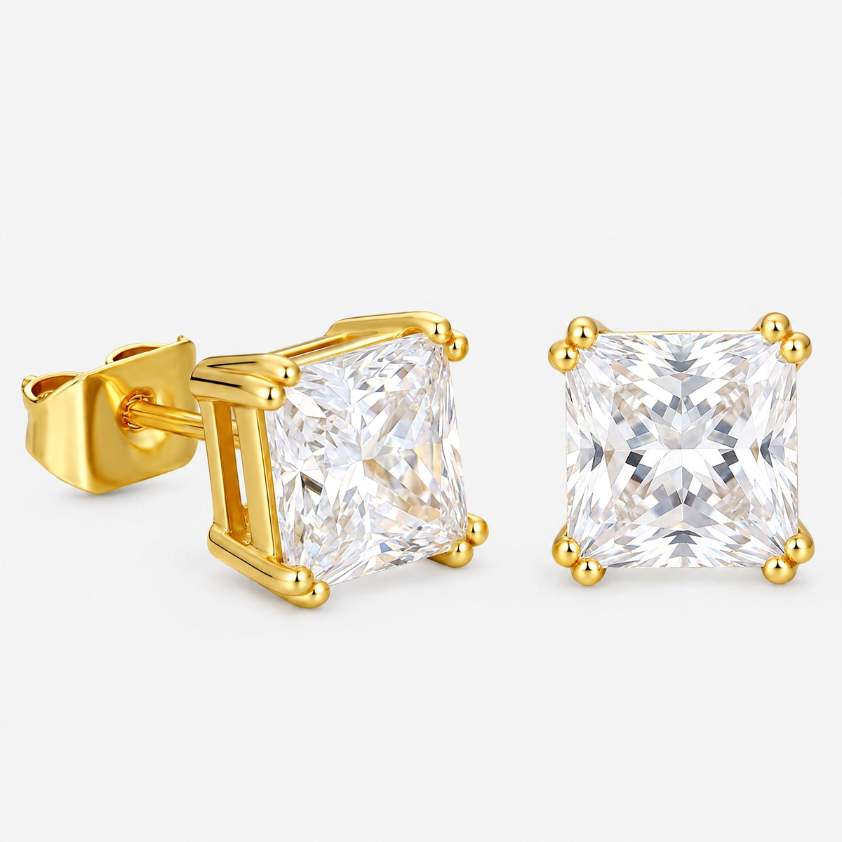 Levon Earrings Gold (Moissanite Princess Cut)