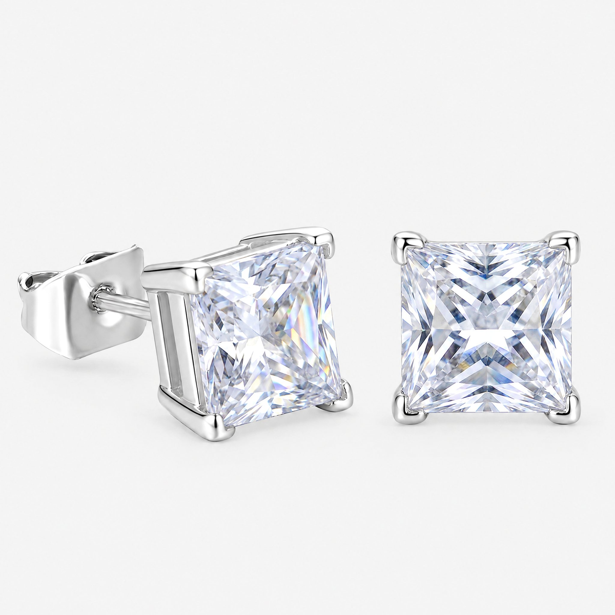 Levon Earrings White Gold (Moissanite Princess Cut)