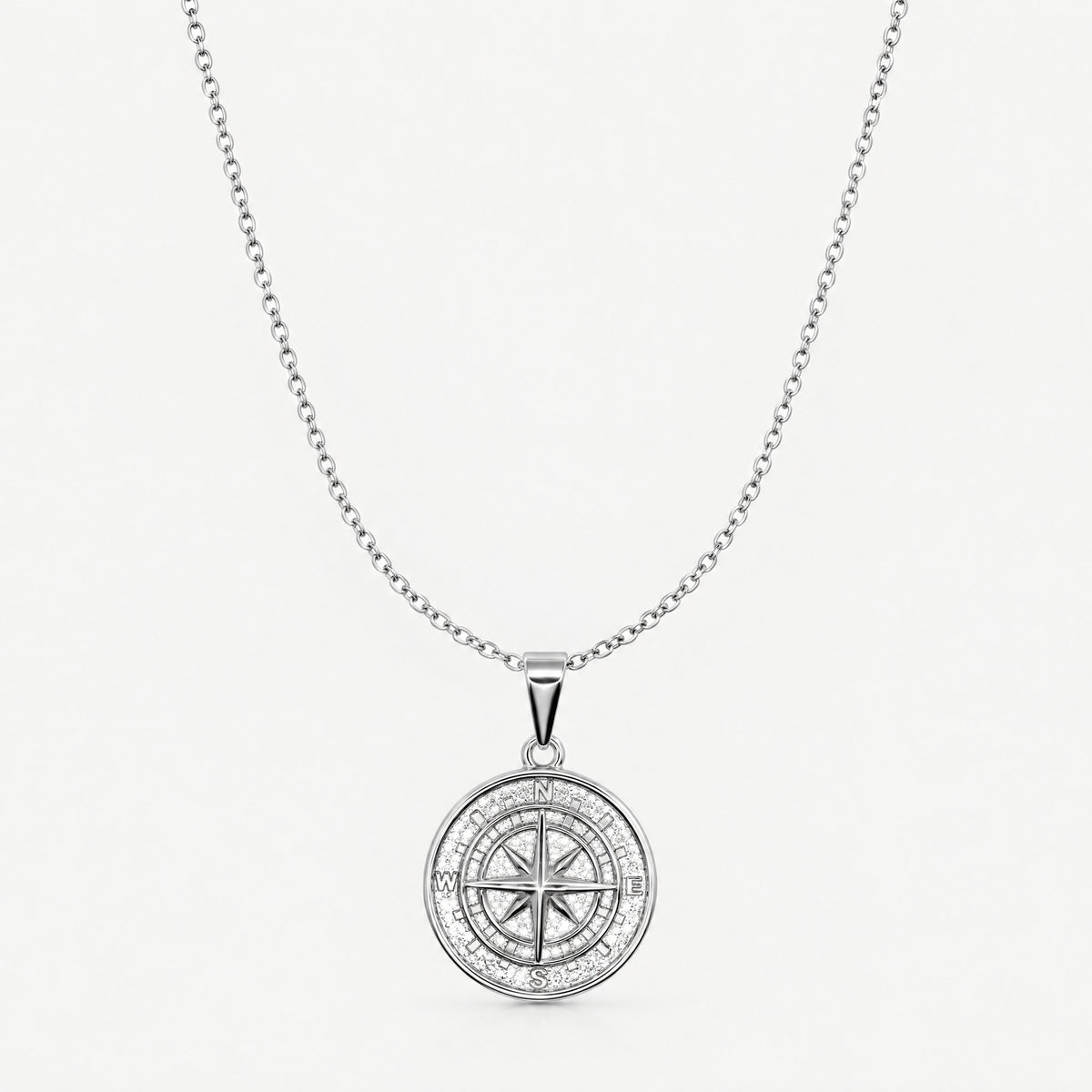 Compass Pendant (White Gold)
