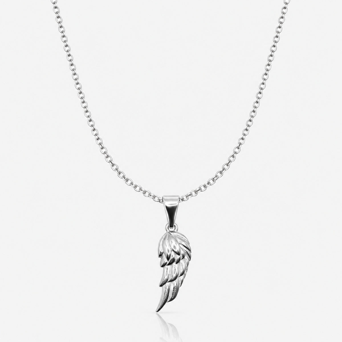 Feather Pendant (White Gold)